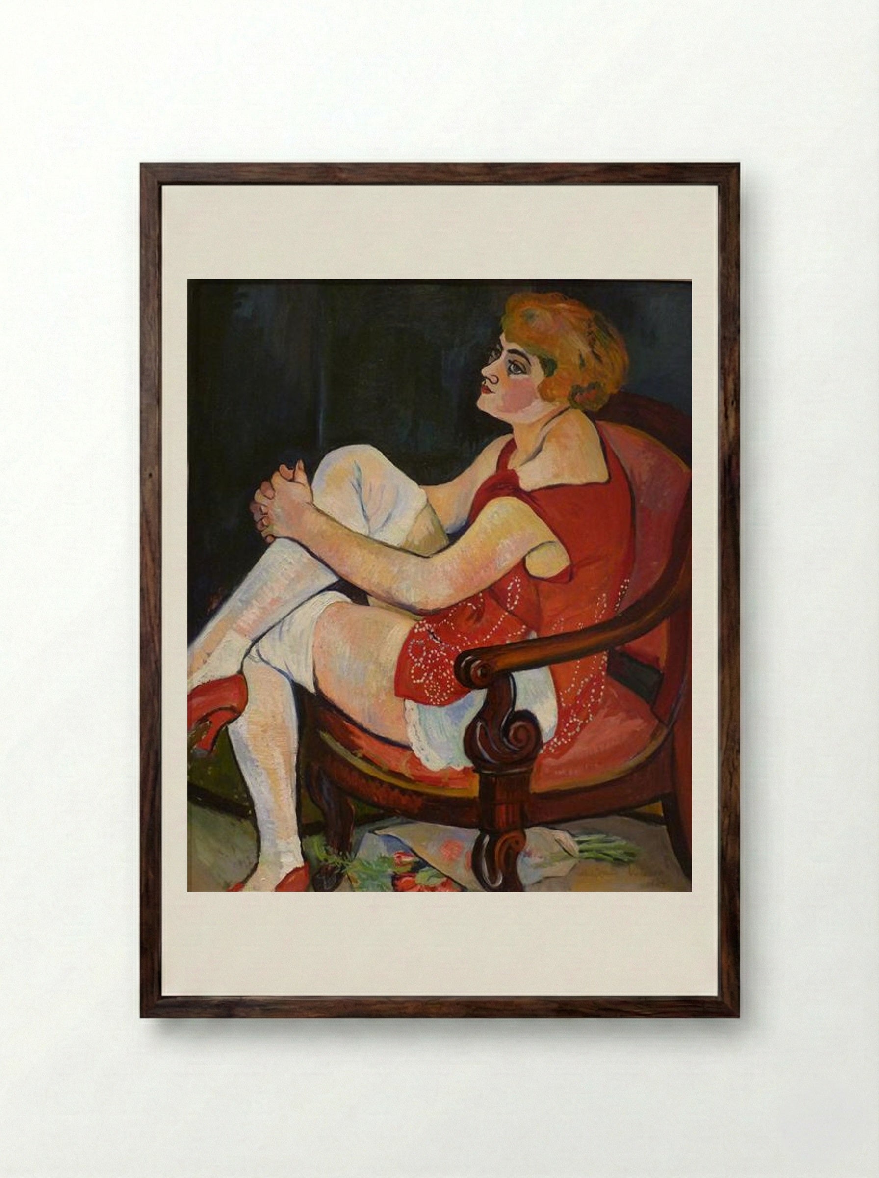 Women in white stockings - Suzanne Valadon - Framed Print Dark Wood