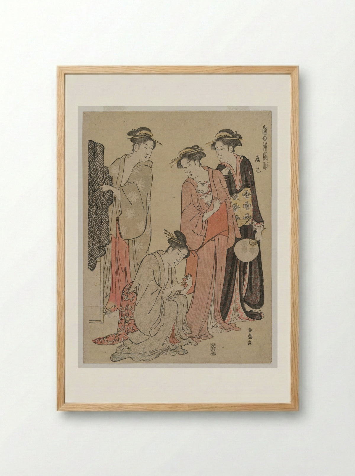 Women of the Tatsumi District - Katsukawa Shunchō - Framed Print Wood