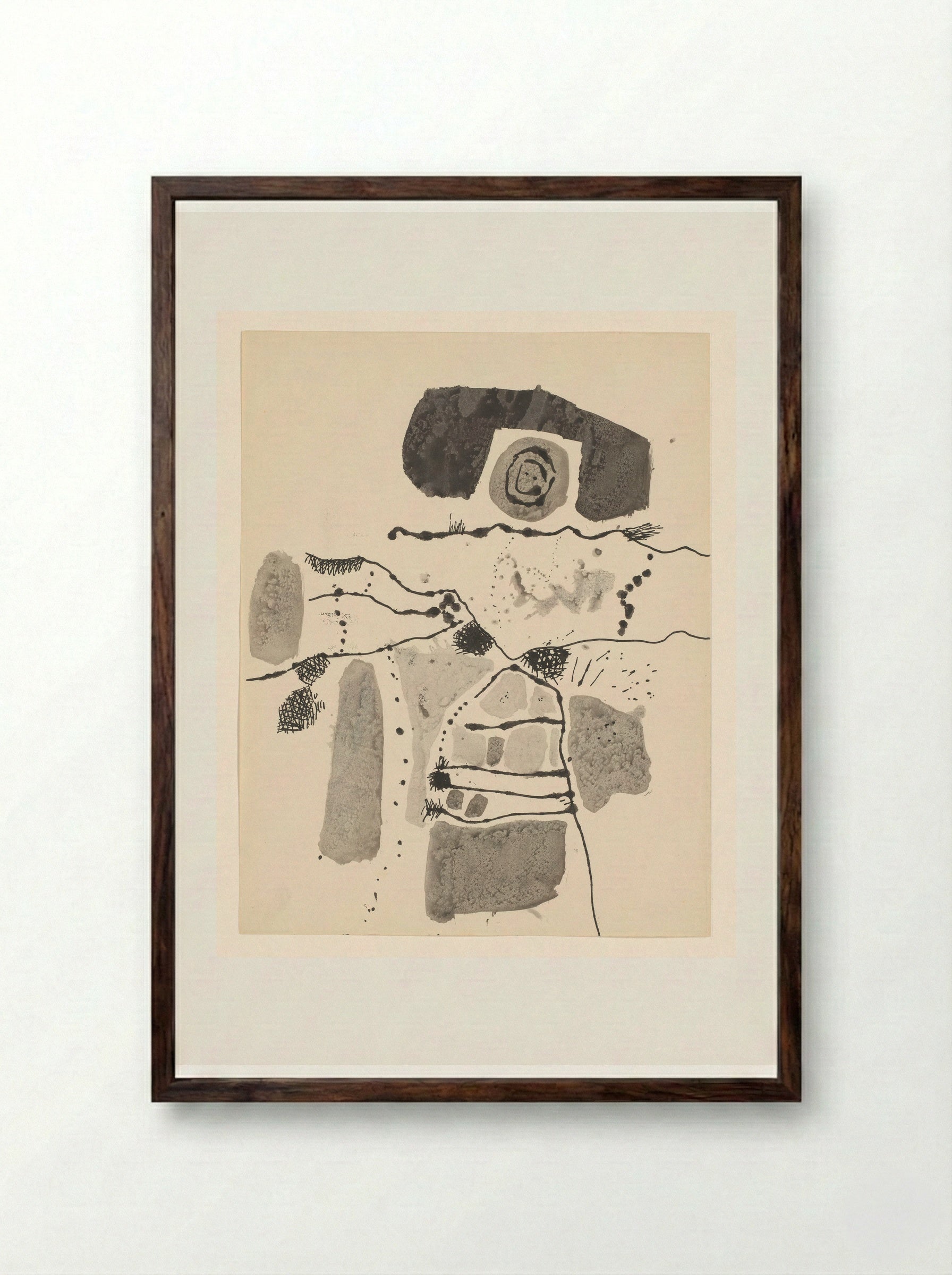 Wonen in de diepte I - Lucebert - Framed Print Dark Wood