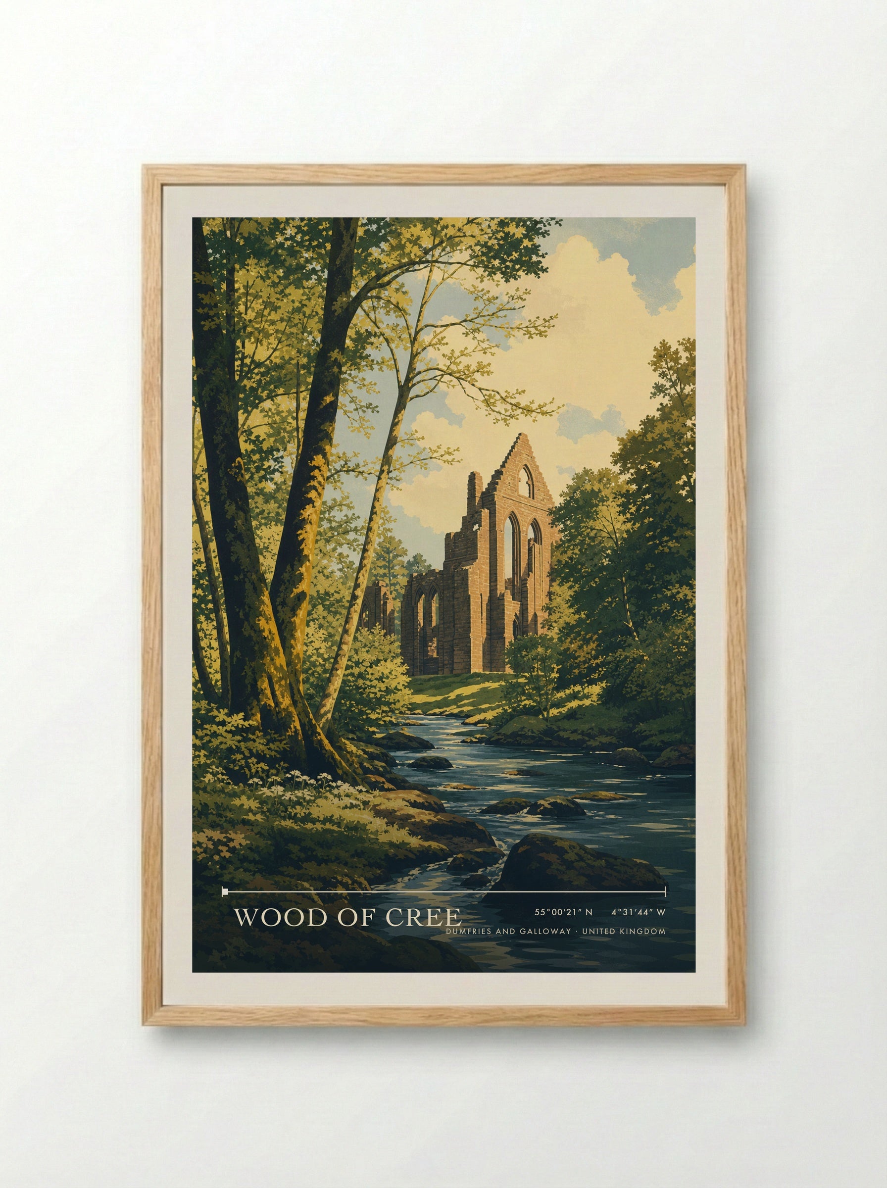 Wood of Cree Dumfries and Galloway United Kingdom Travel Poster - Framed Print Wood