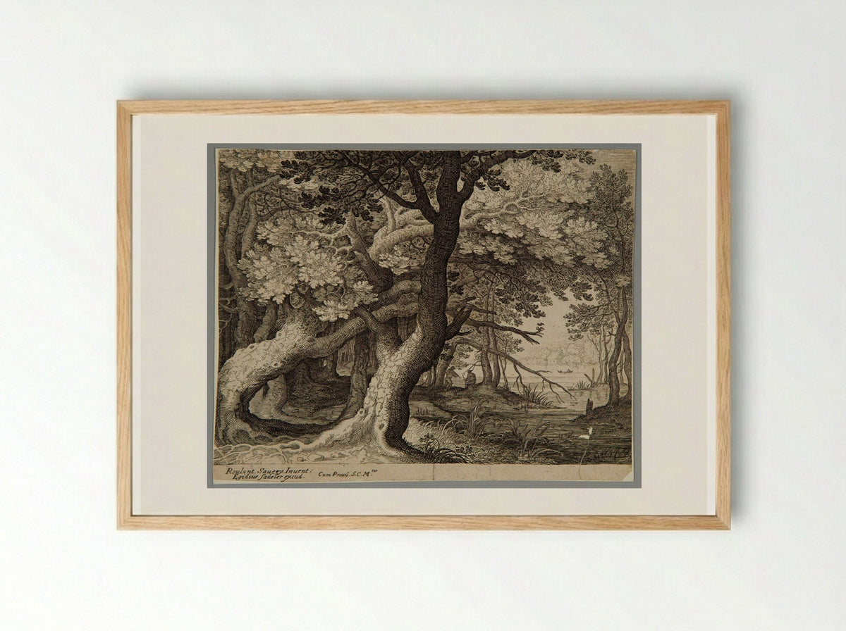 Wood with on the Right a Pool - Aegidius Sadeler II - Framed Print Wood