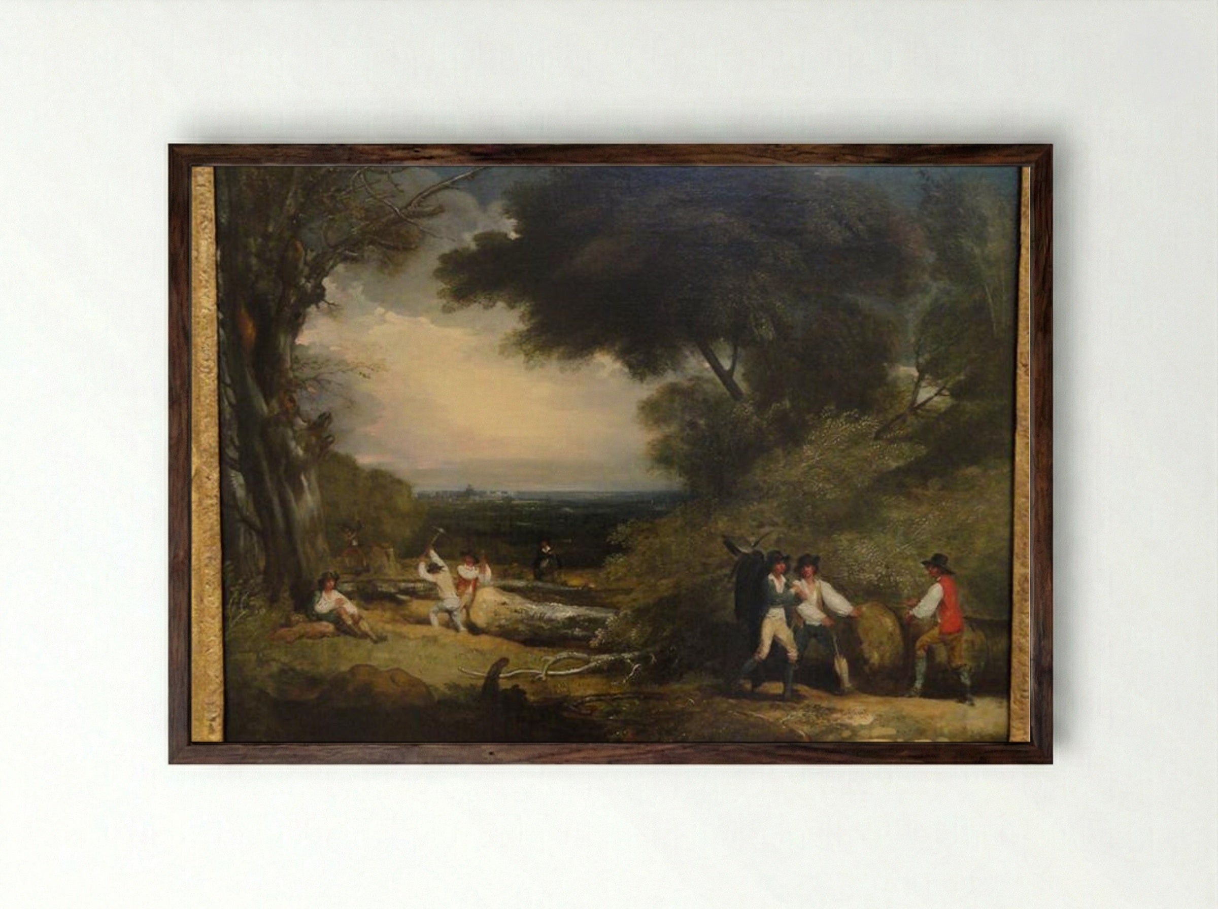 Woodcutters in Windsor Park - Benjamin West - Framed Print Dark Wood