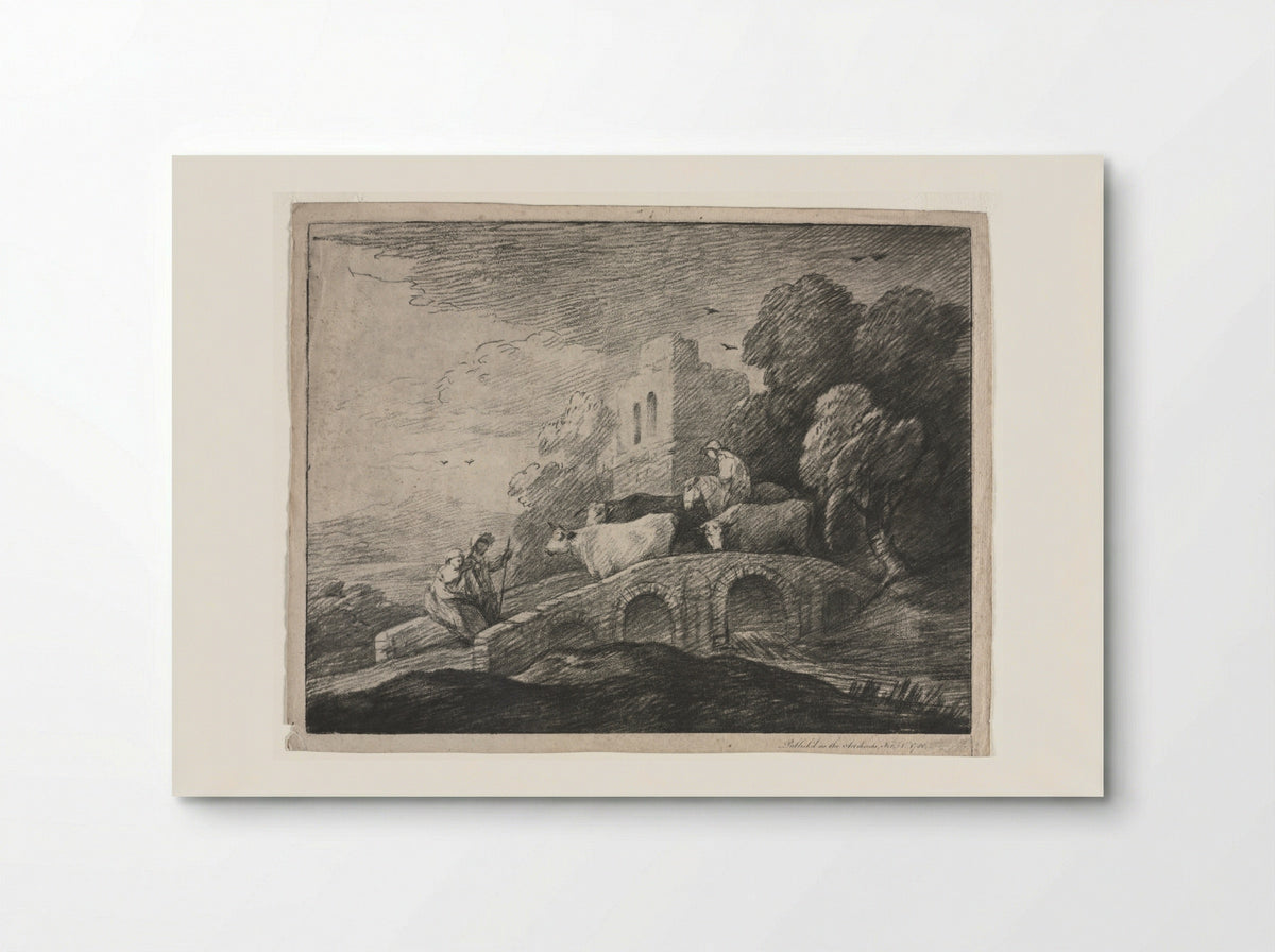 Wooded Landscape with Herdsmen Driving Cattle - Thomas Gainsborough - Poster
