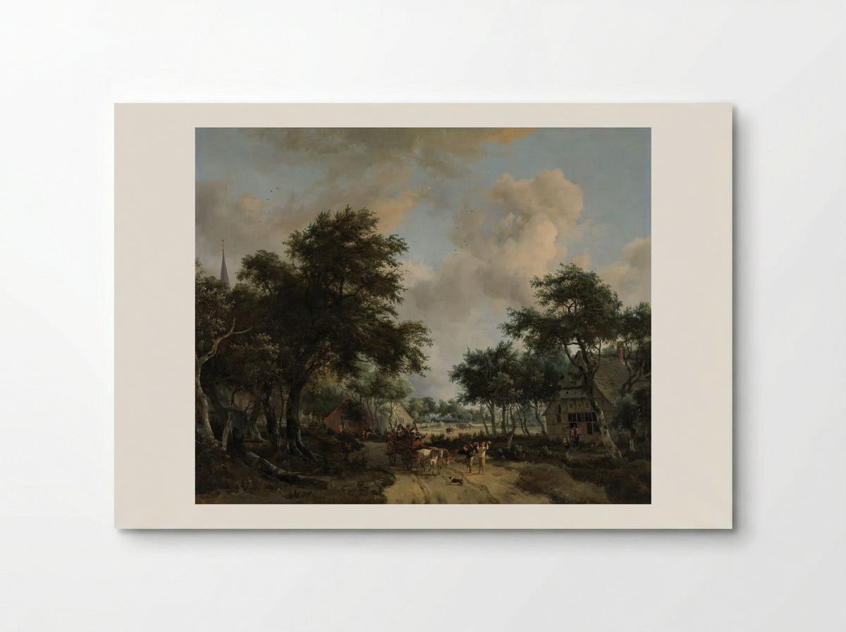 Wooded Landscape with Merrymakers in a Cart - Meindert Hobbema - Poster
