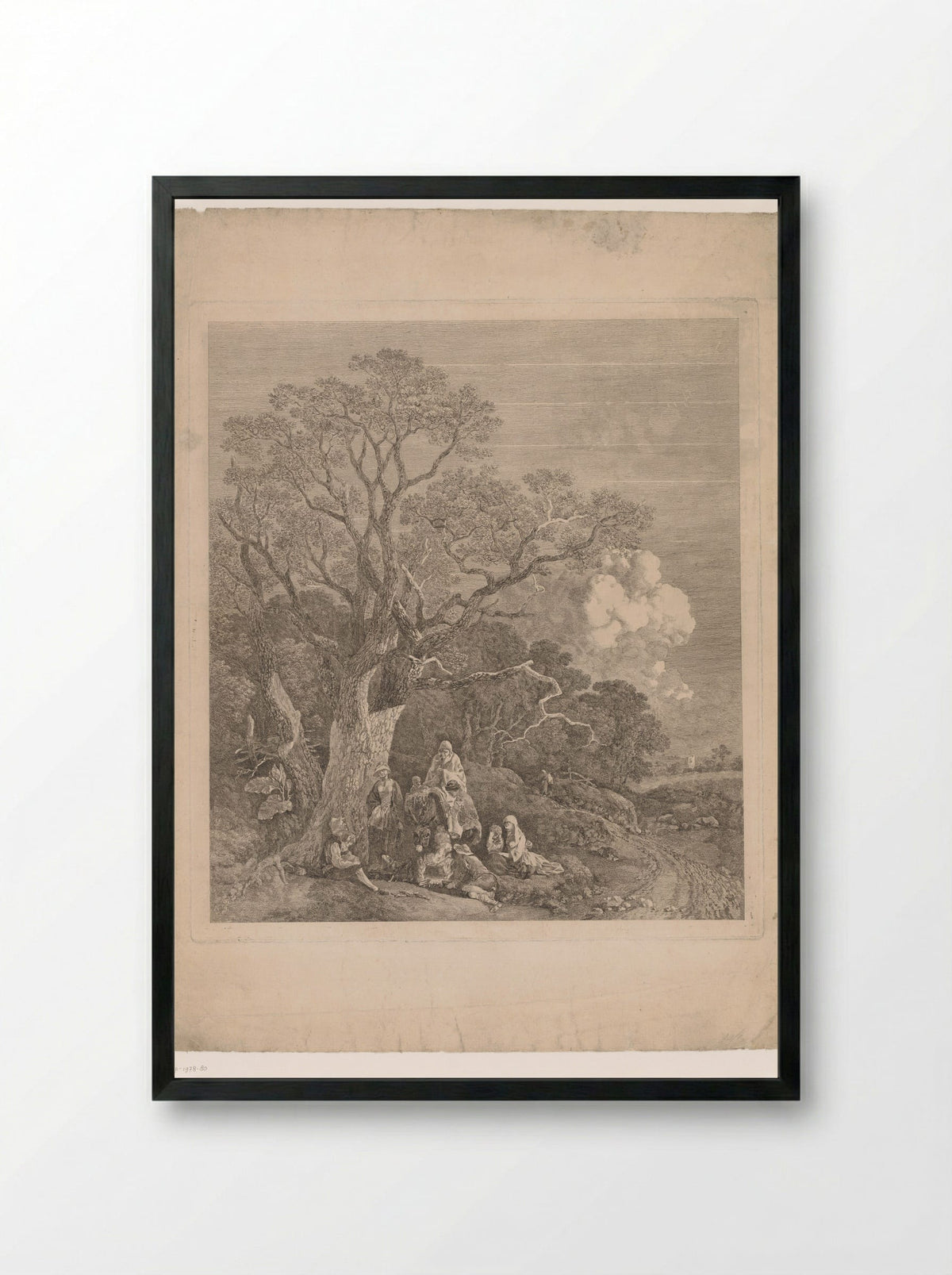 Wooded Landscape with Travellers - Thomas Gainsborough - Framed Print Black
