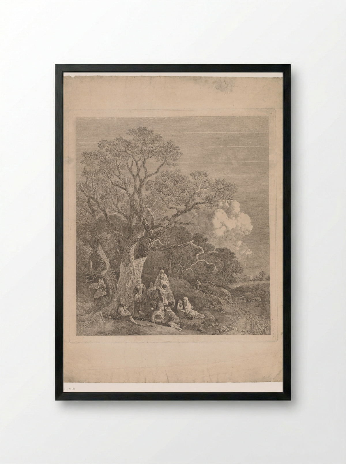 Wooded Landscape with Travellers - Thomas Gainsborough - Framed Print Black