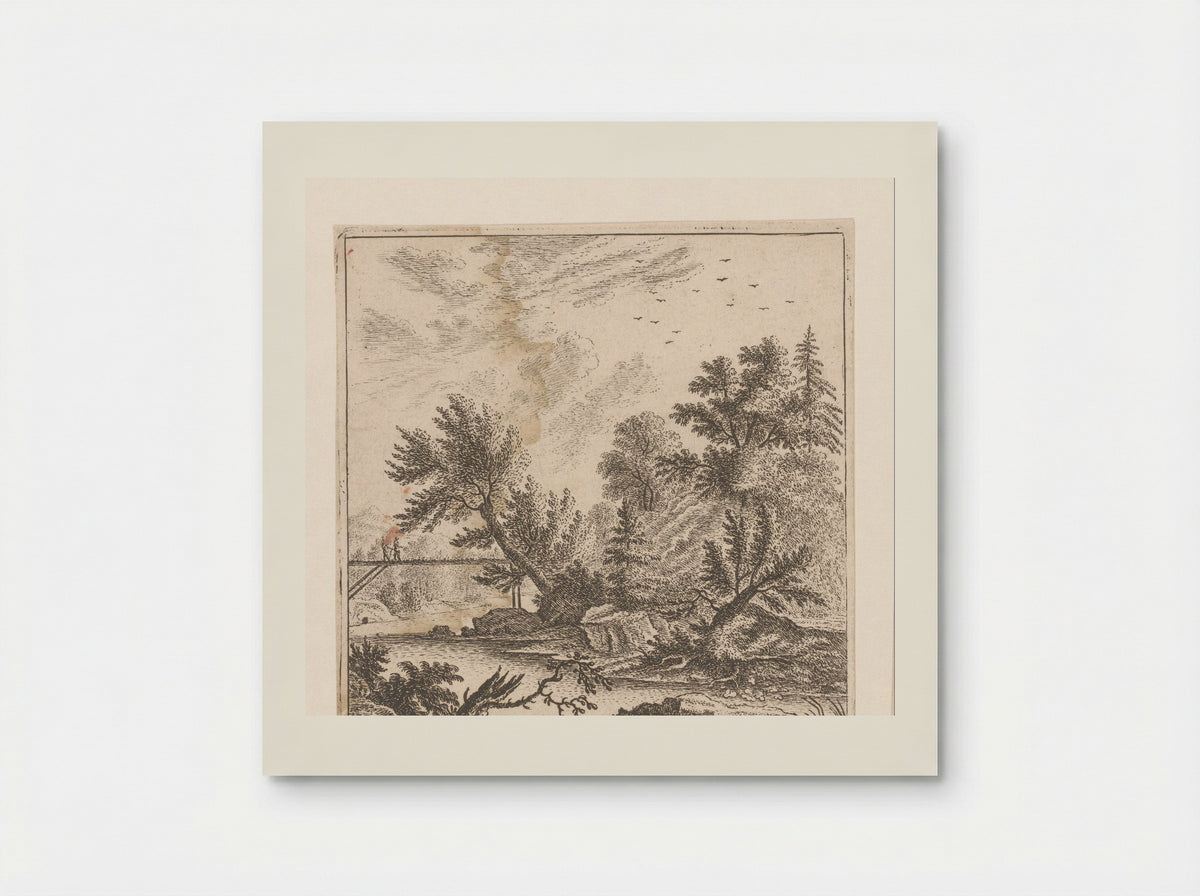 Wooded Landscape with Two Figures on a Bridge - Johann Caspar Ulinger - Poster