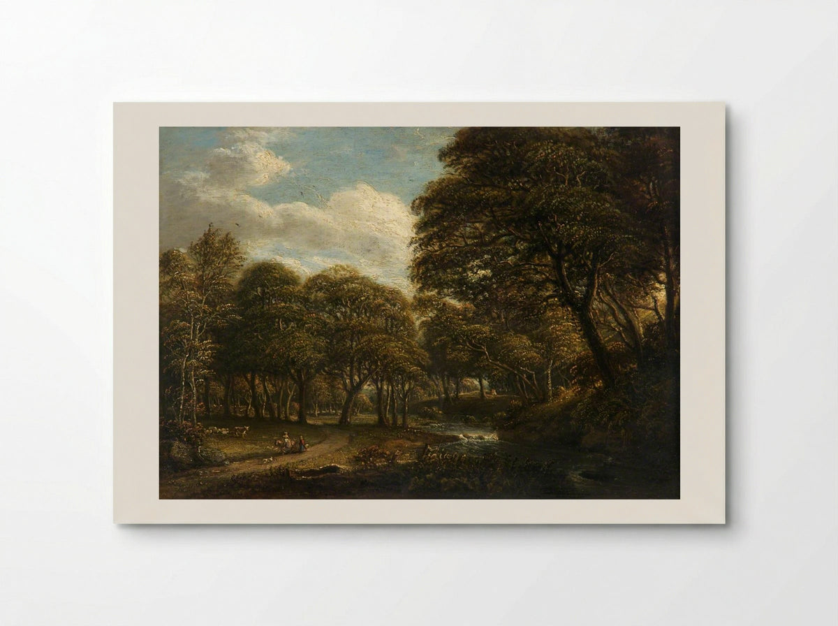 Wooded River Scene with Figures - Paul Sandby - Poster