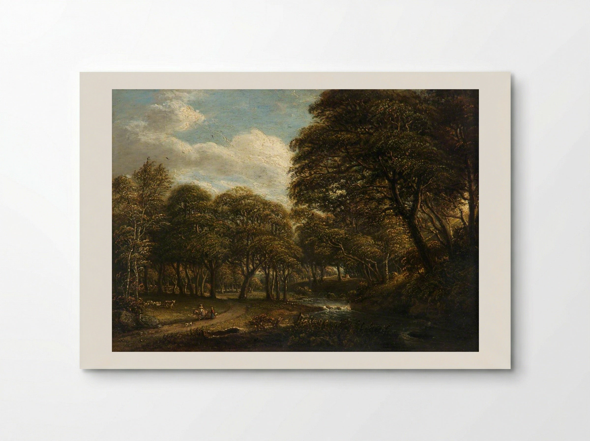 Wooded River Scene with Figures - Paul Sandby - Poster