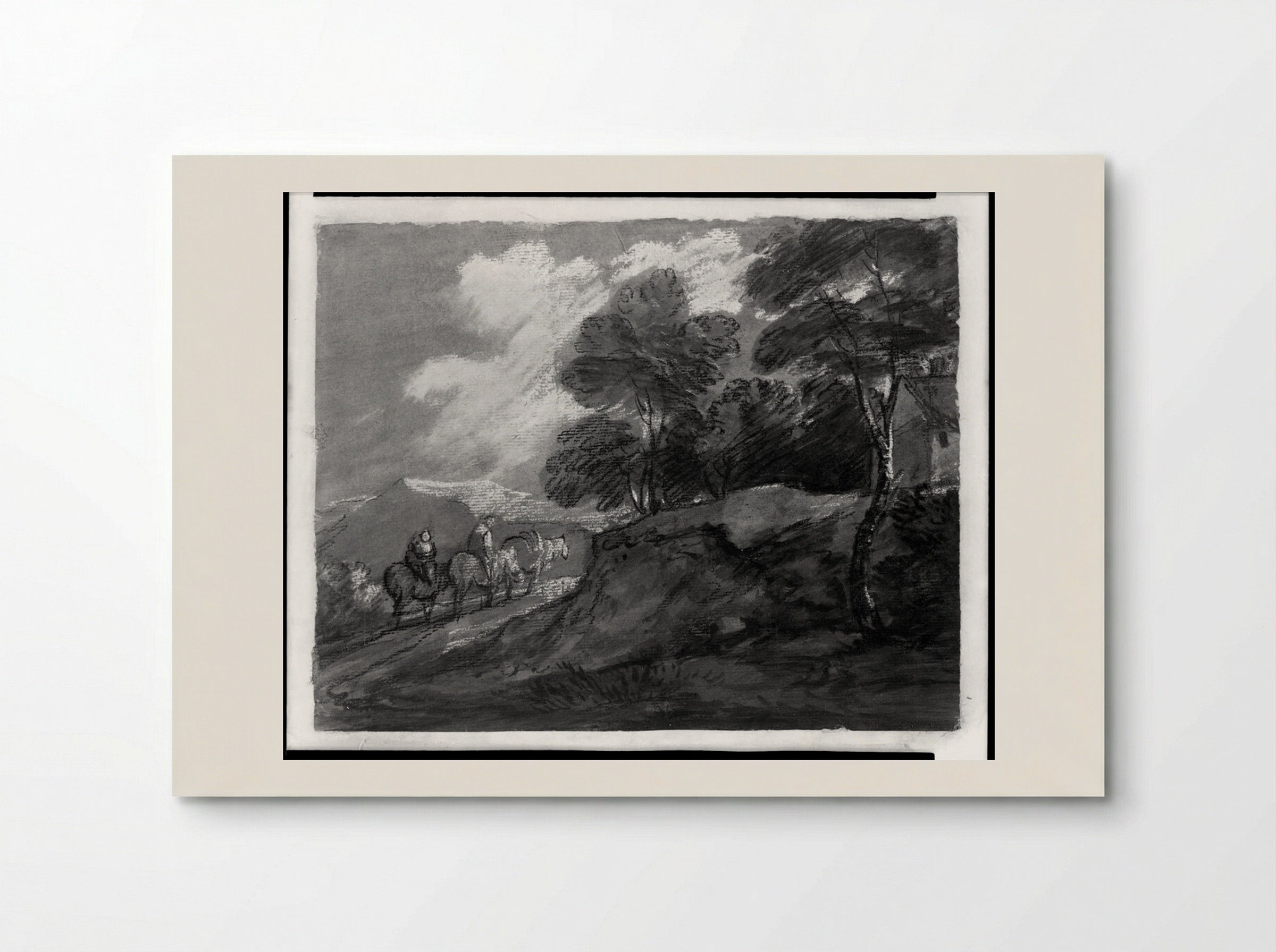 Wooded Upland Landscape with Mounted Figures and Cottage - Thomas Gainsborough - Poster