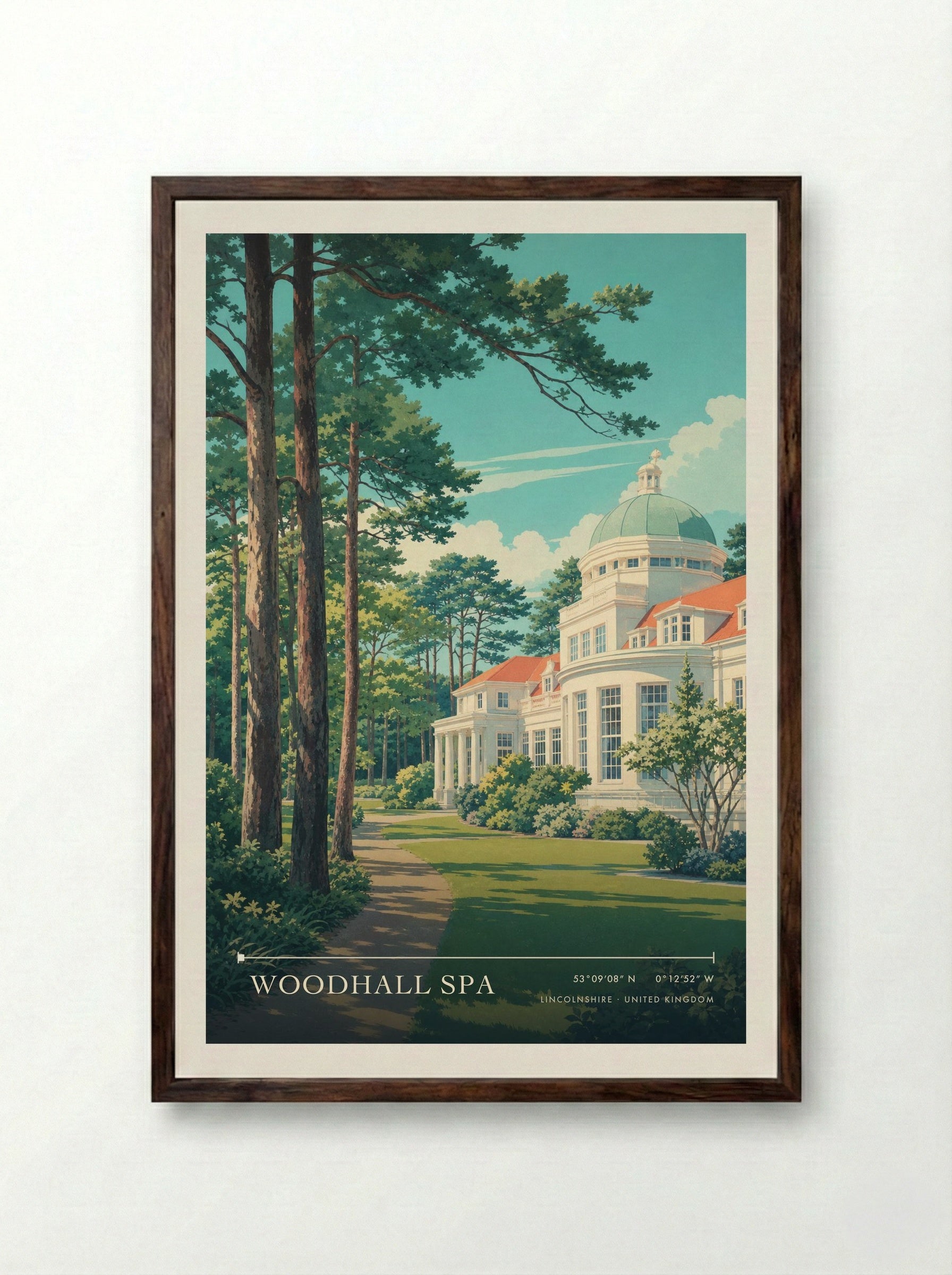 Woodhall Spa Lincolnshire United Kingdom Travel Poster - Framed Print Dark Wood