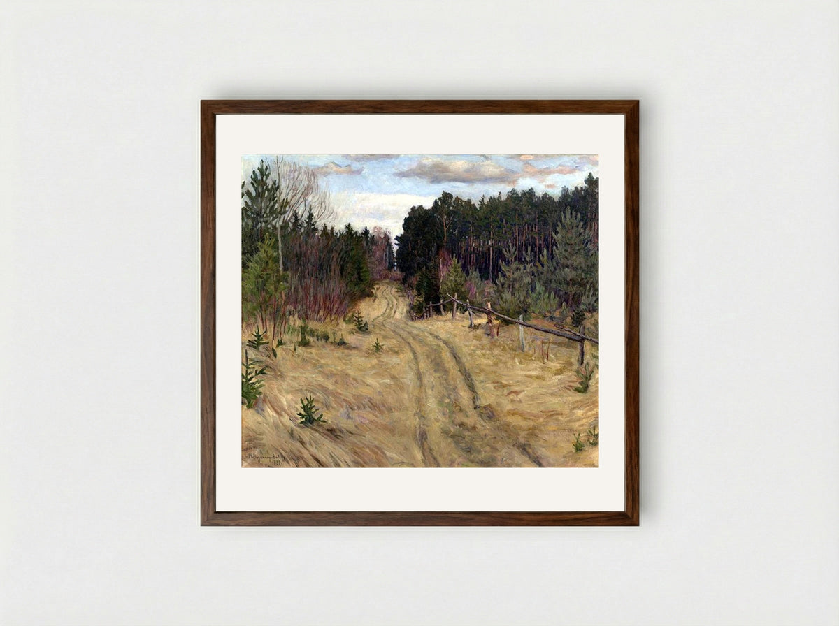 Woodland Path - Nikolay Bogdanov-Belsky - Framed Print Dark Wood