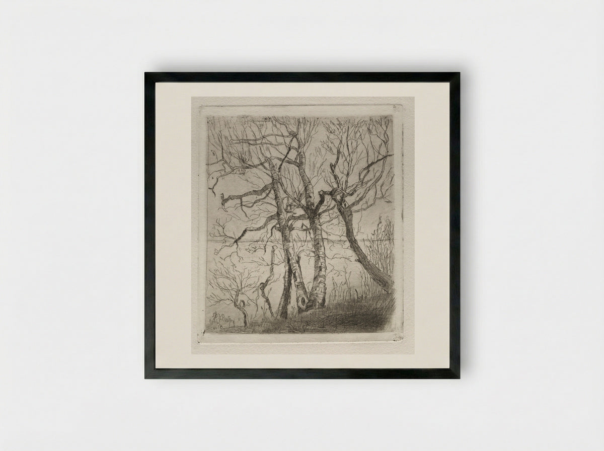 Woods by the Lake - Otto H. Bacher - Framed Print Black