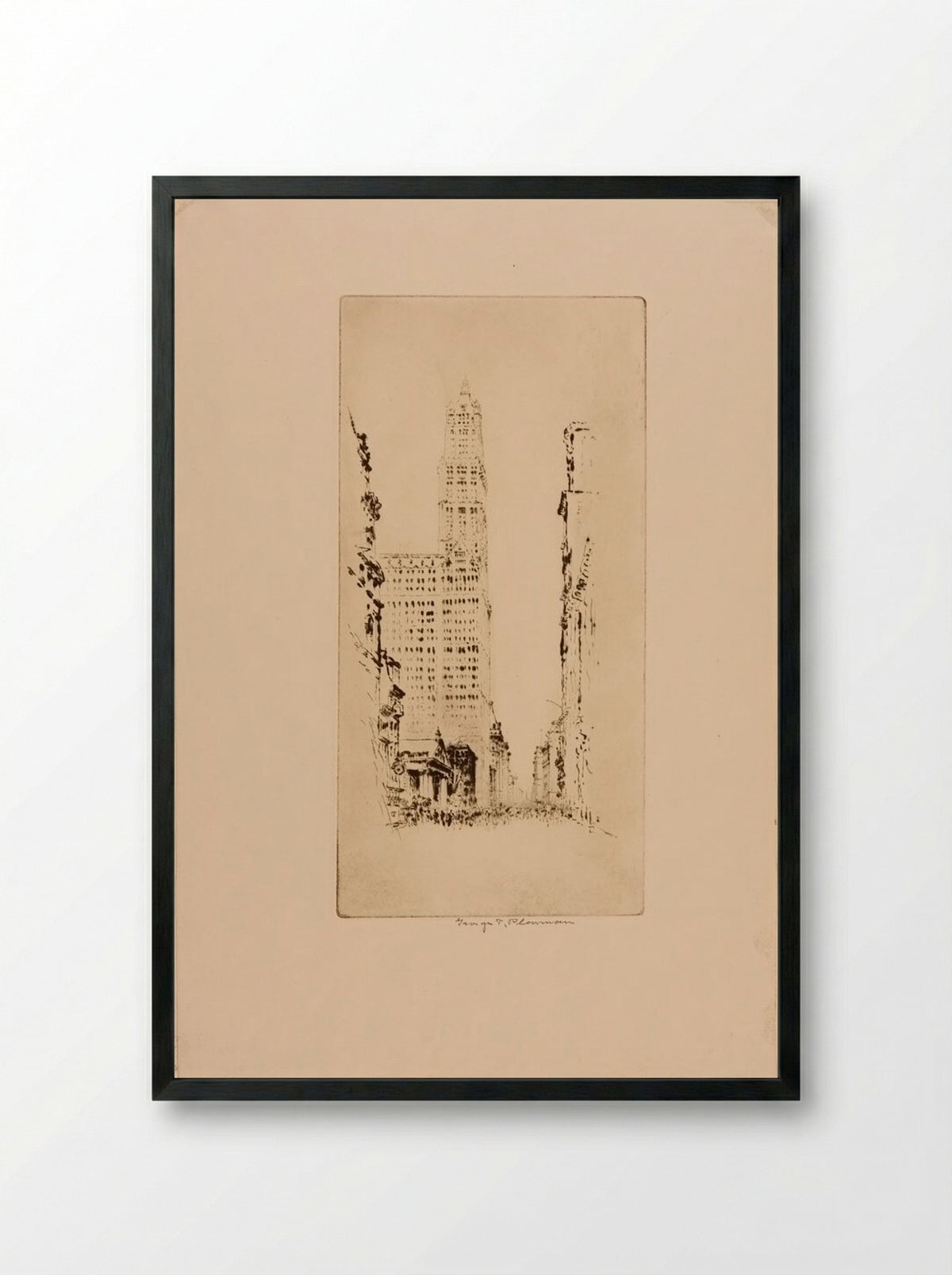 Woolworth Building - George Taylor Plowman - Framed Print Black