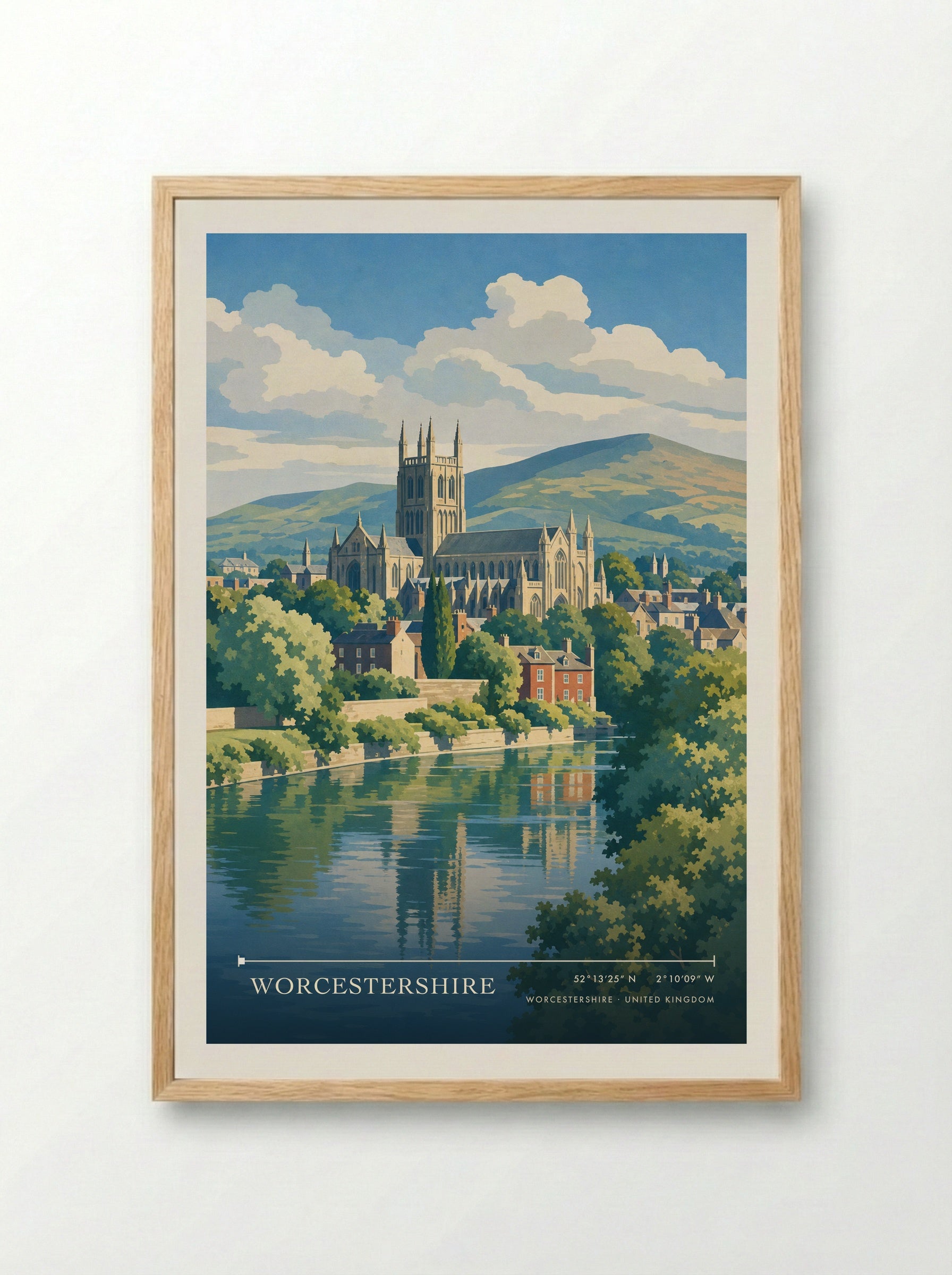 Worcestershire United Kingdom Travel Poster - Framed Print Wood
