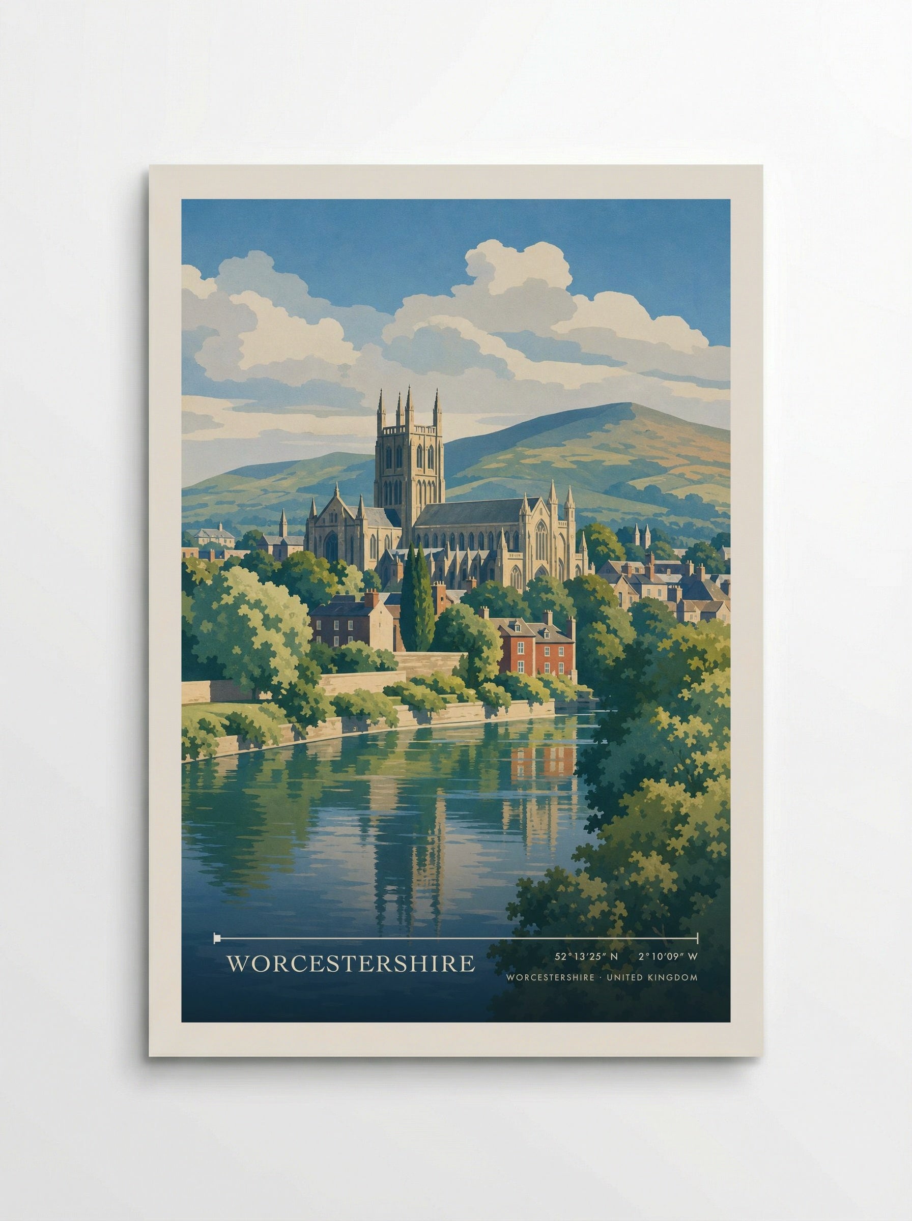 Worcestershire United Kingdom Travel Poster - Poster