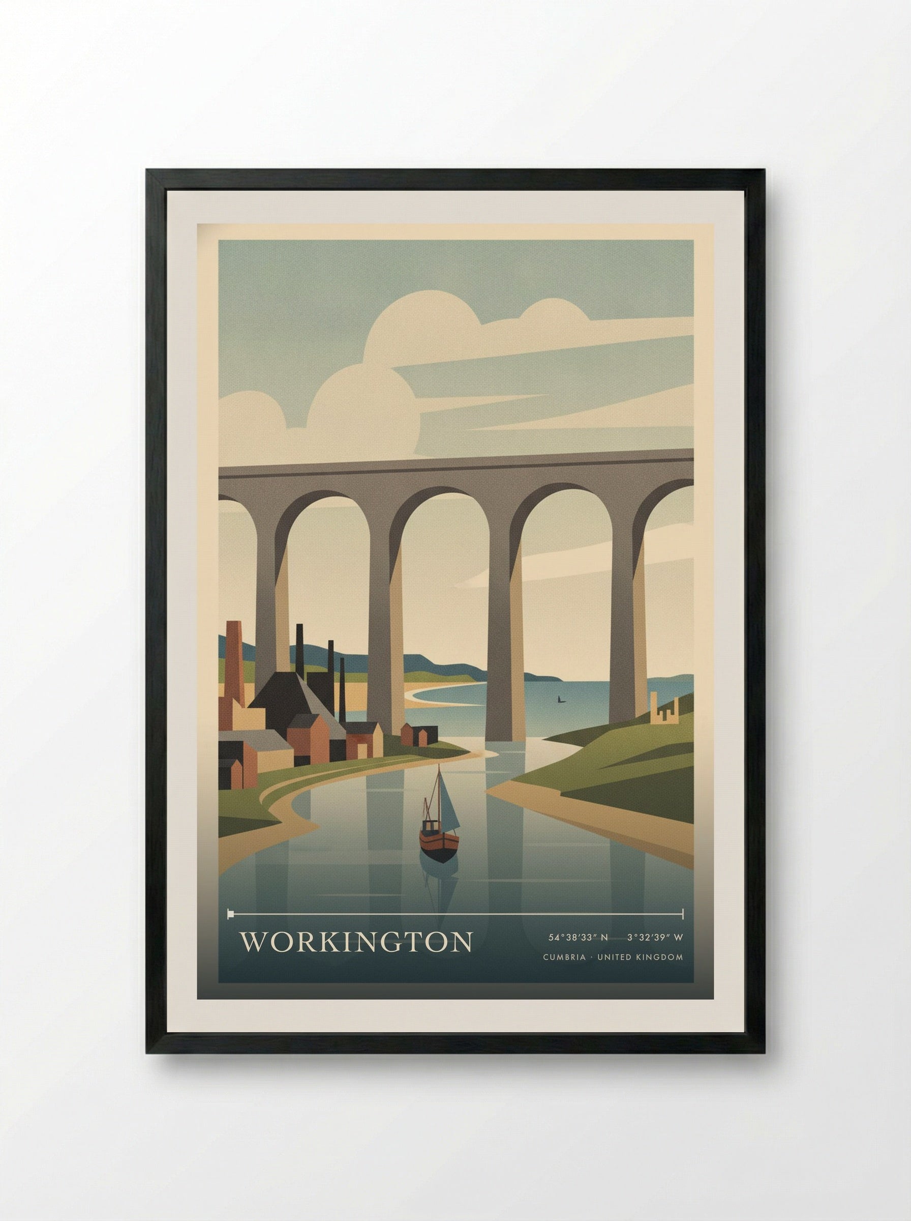 Workington Cumbria United Kingdom Travel Poster - Framed Print Black