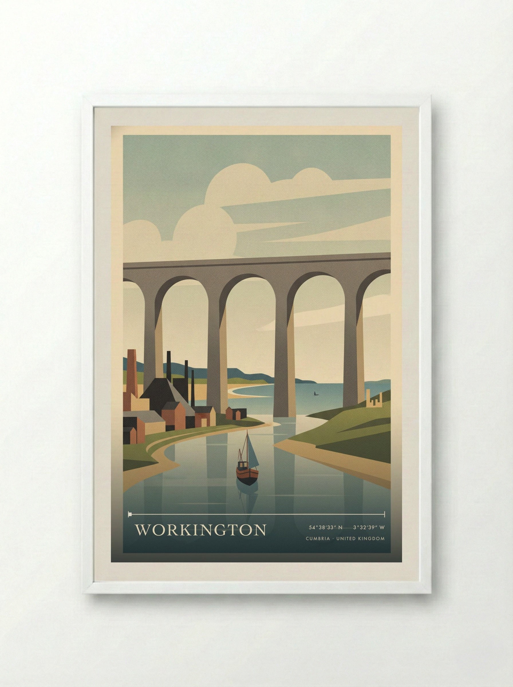Workington Cumbria United Kingdom Travel Poster - Framed Print White