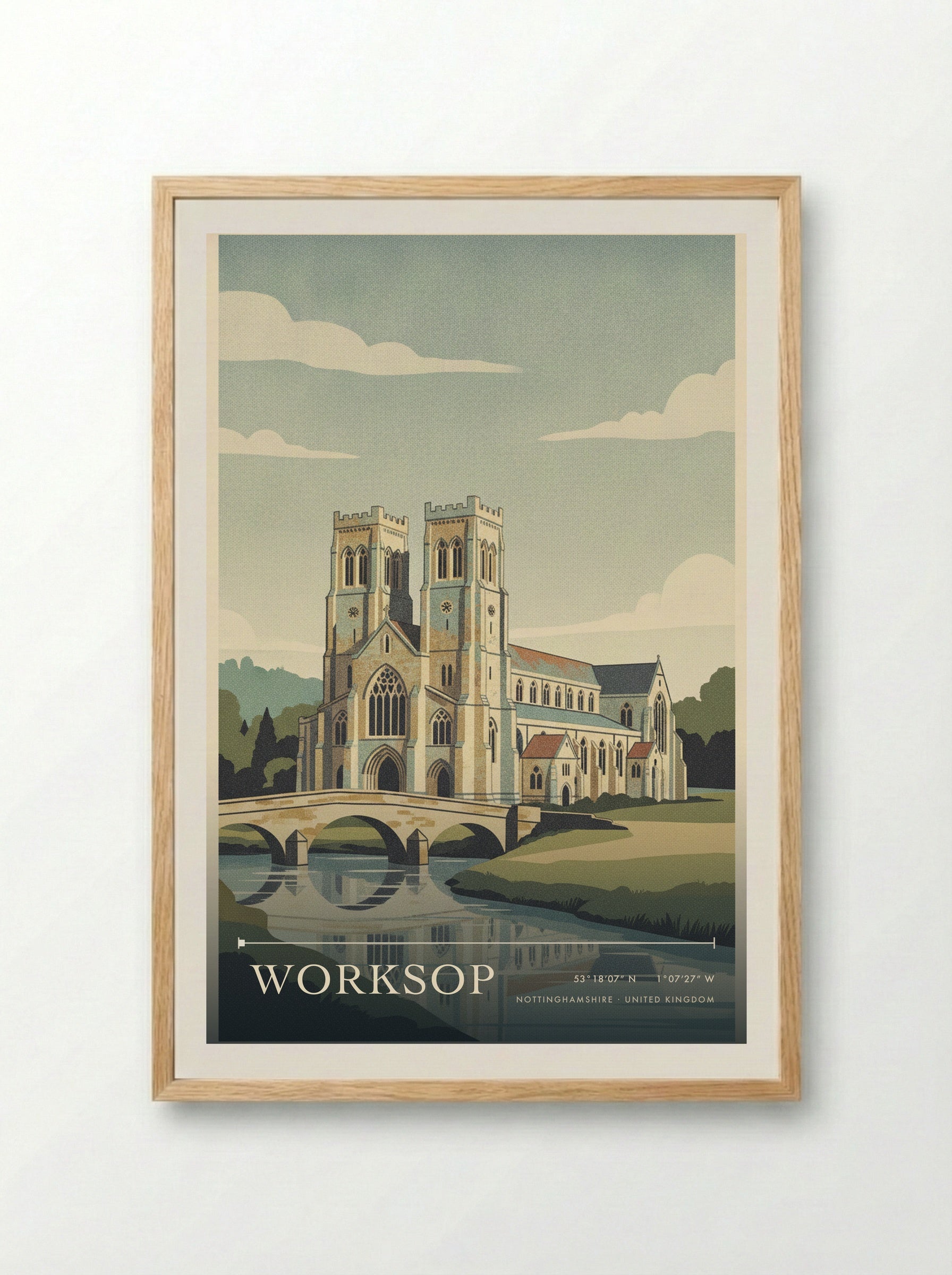 Worksop Nottinghamshire United Kingdom Travel Poster - Framed Print Wood