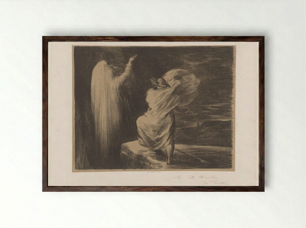 Wotan roept de aardgodin Erda op - Henri Fantin-Latour - Framed Print Dark Wood