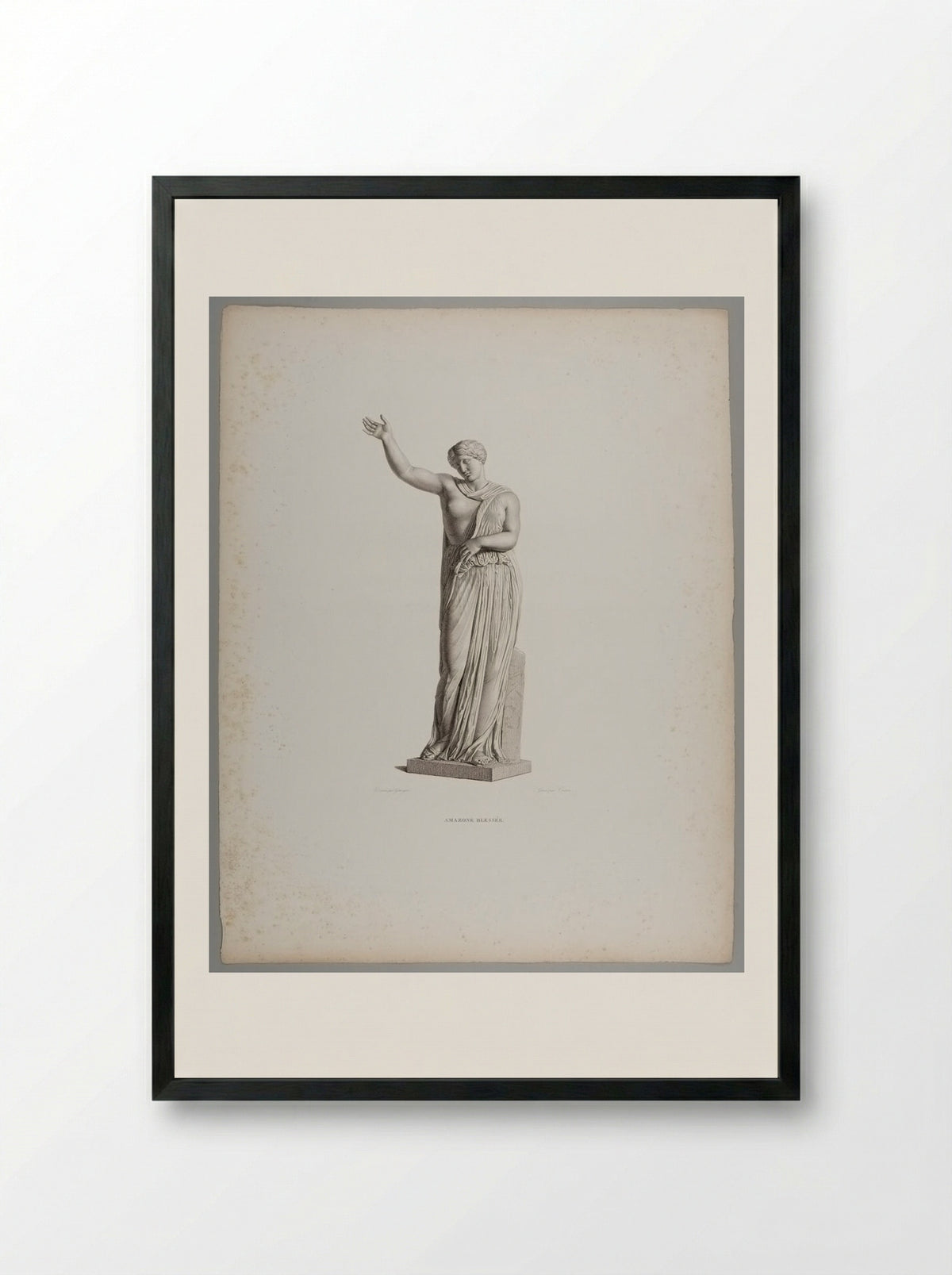 Wounded Amazon, after the Antique - Adolphe Alexandre Joseph Caron - Framed Print Black