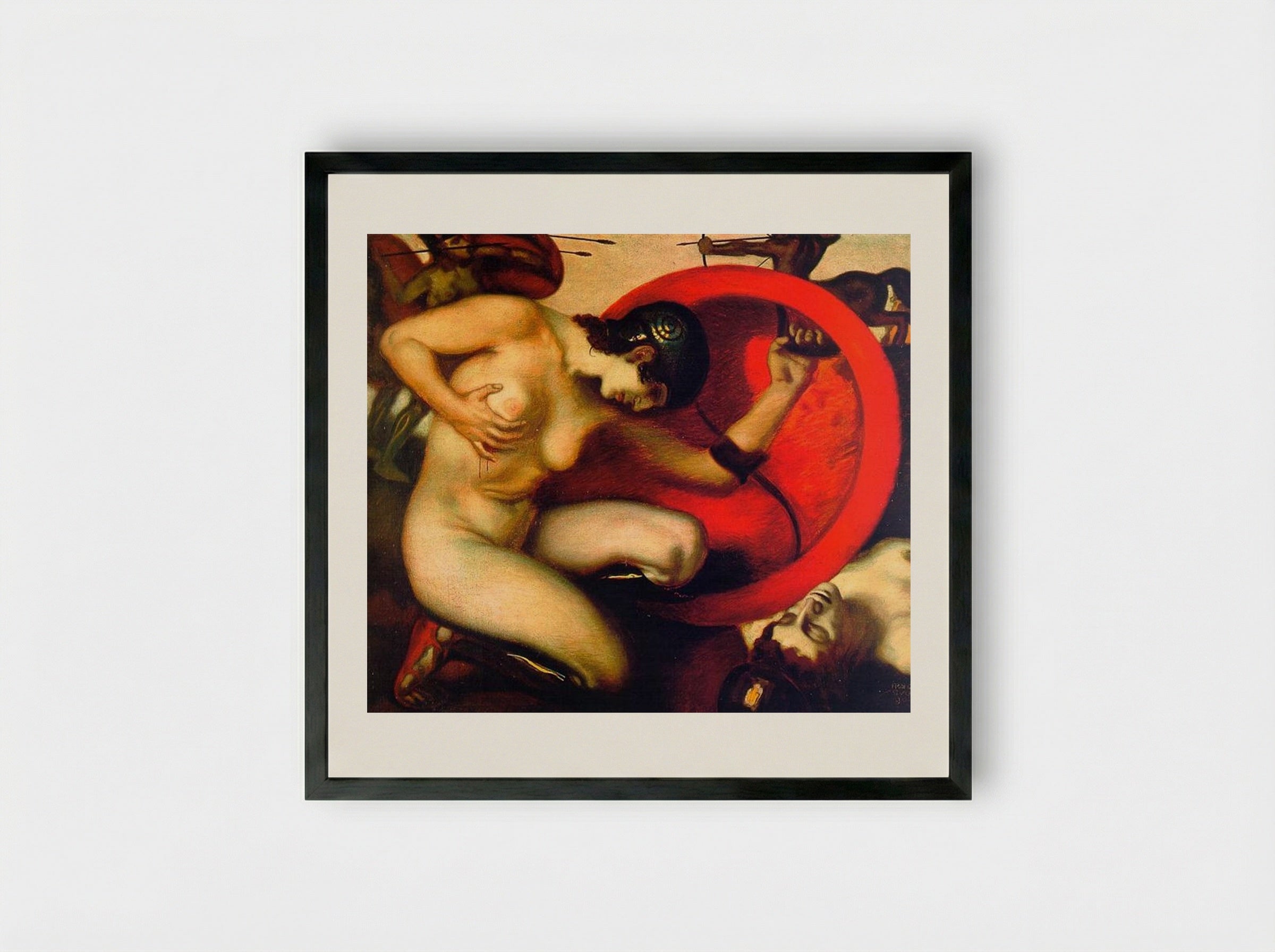 Wounded Amazon - Franz von Stuck - Framed Print Black