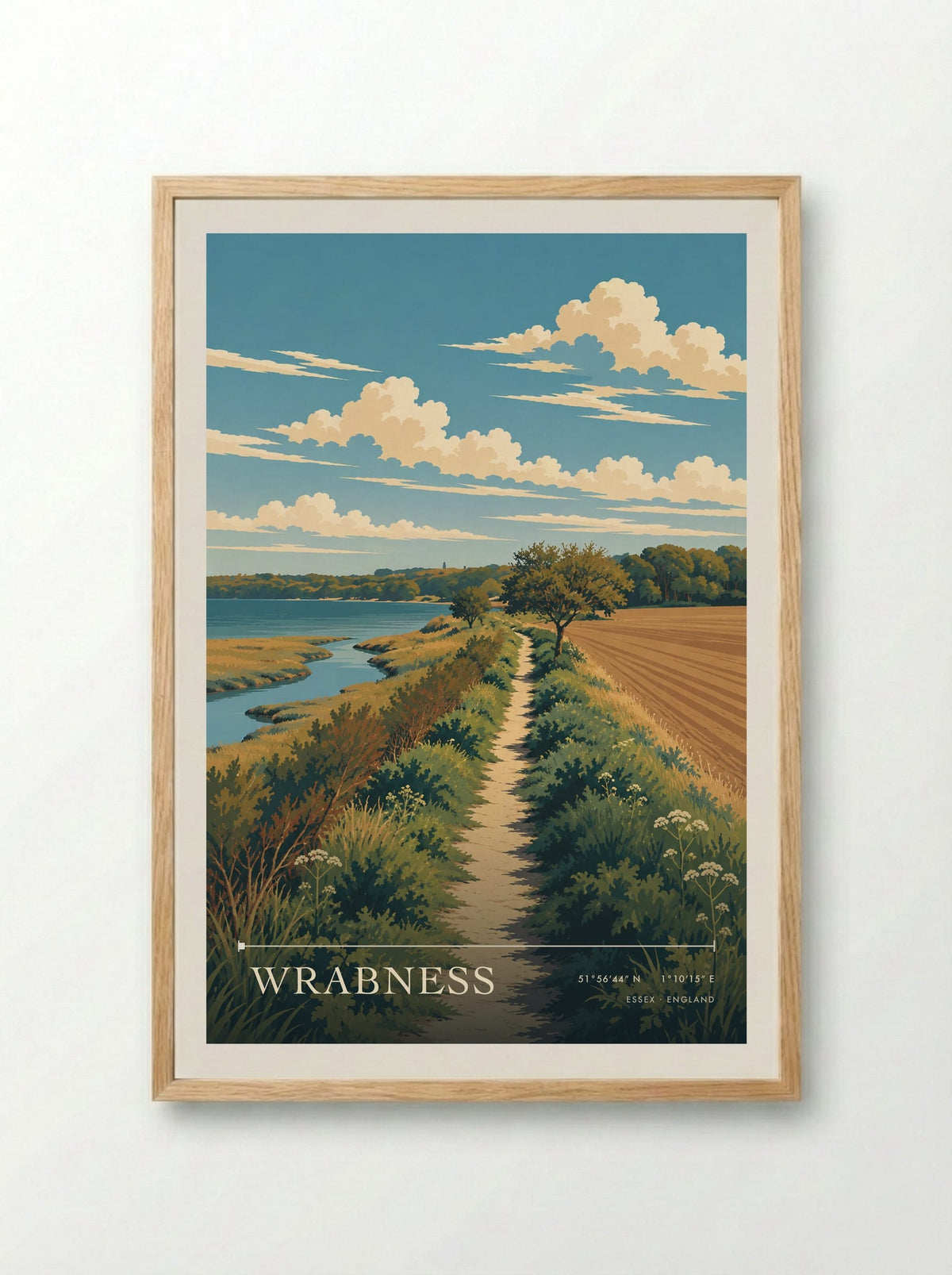 Wrabness, Essex | Travel Poster - Framed Print Wood