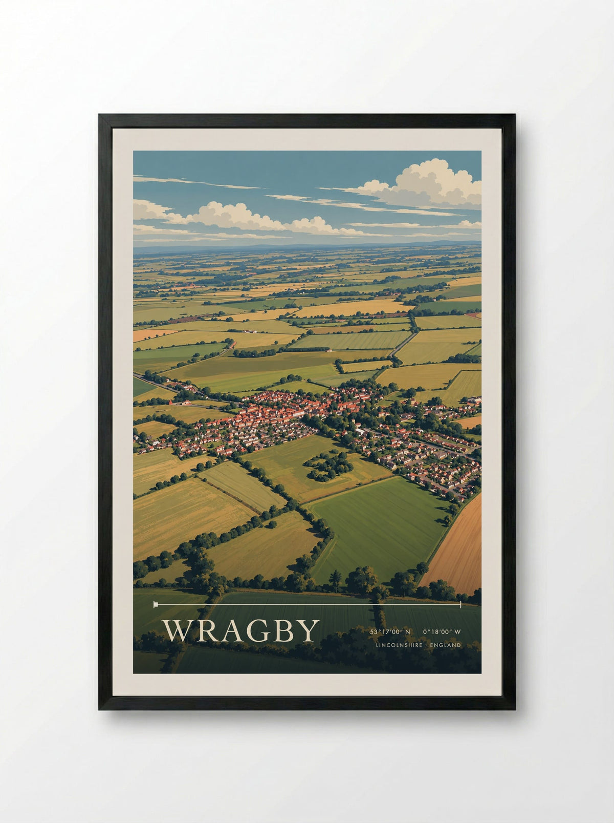 Wragby, Lincolnshire | Travel Poster - Framed Print Black