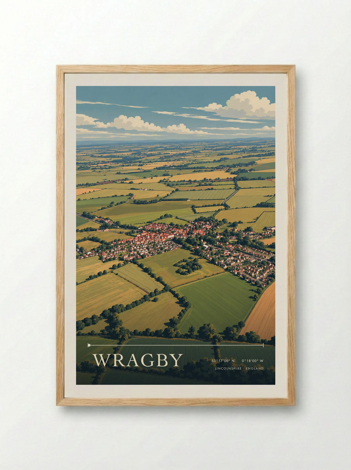 Wragby, Lincolnshire | Travel Poster - Framed Print Wood
