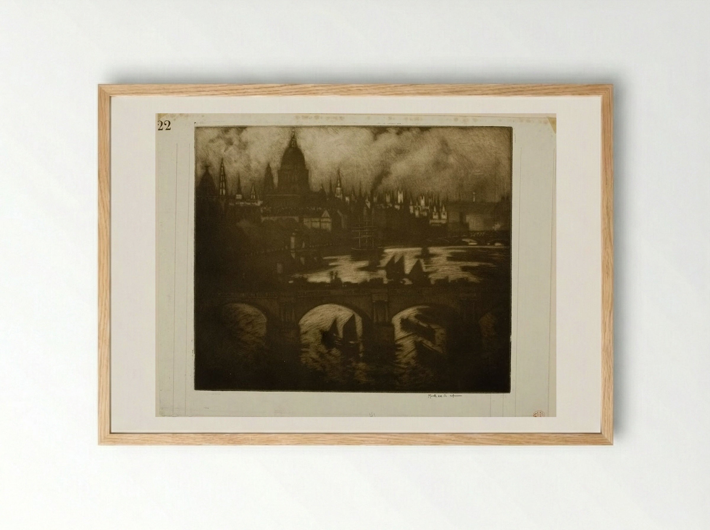 Wren's City - Joseph Pennell - Framed Print Wood