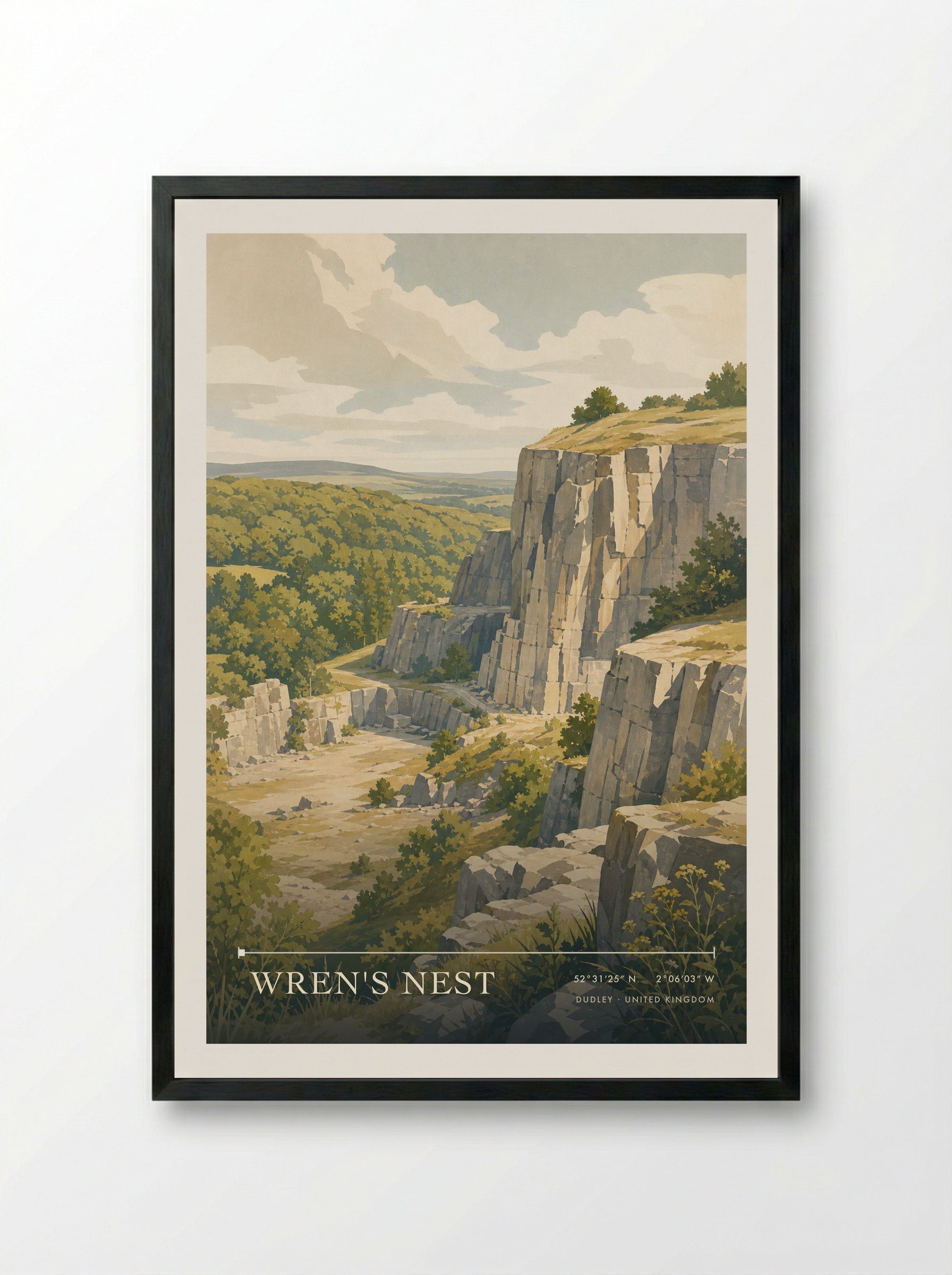 Wren's Nest Dudley United Kingdom Travel Poster - Framed Print Black