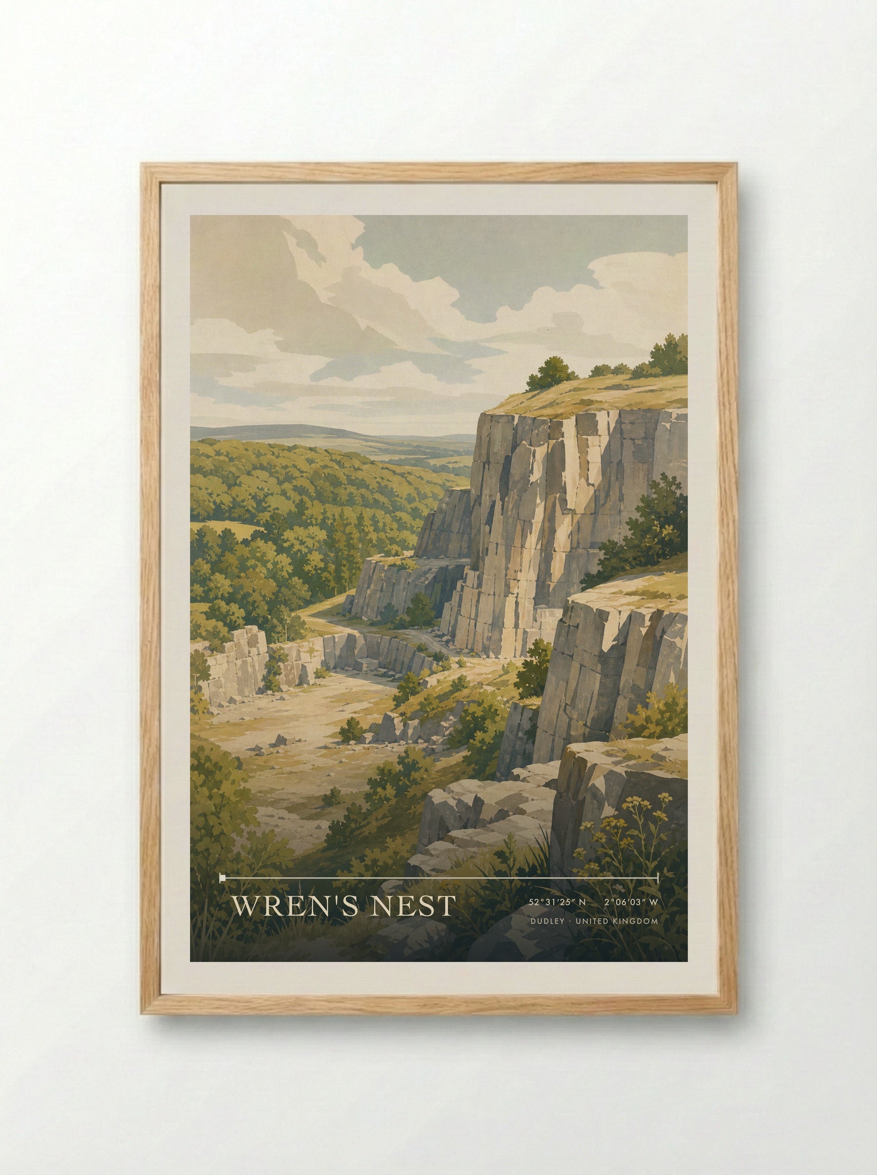 Wren's Nest Dudley United Kingdom Travel Poster - Framed Print Wood
