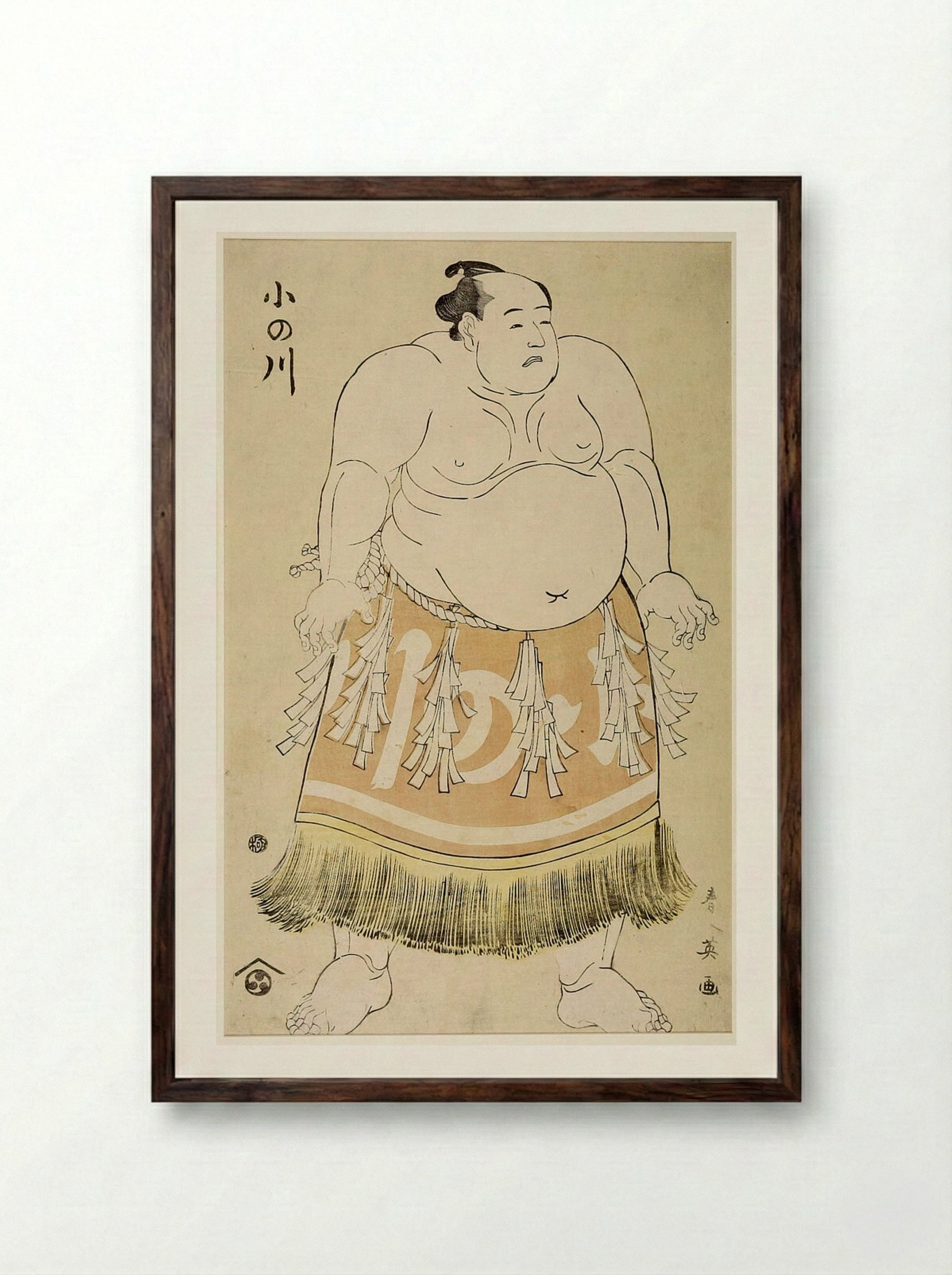 Wrestler Onogawa - Katsukawa Shun'ei - Framed Print Dark Wood
