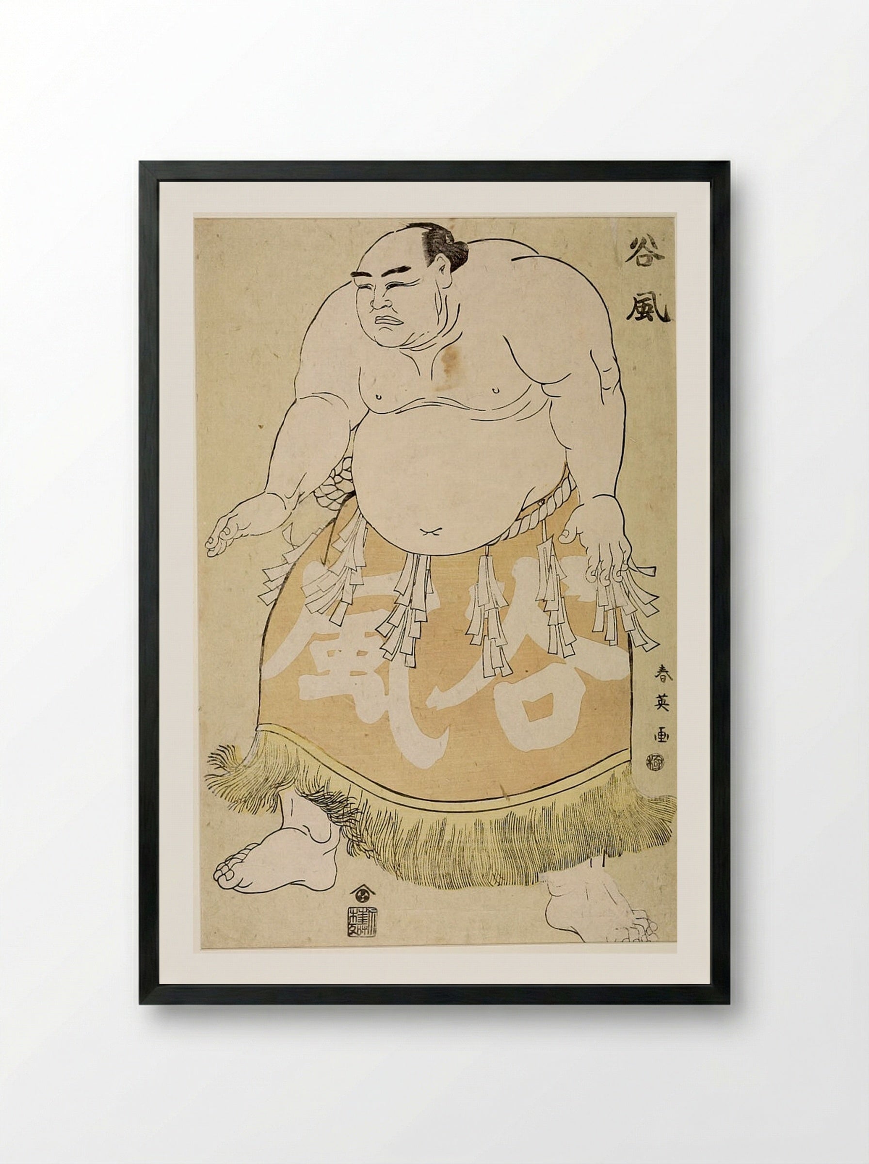 Wrestler Tanikaze - Katsukawa Shun'ei - Framed Print Black
