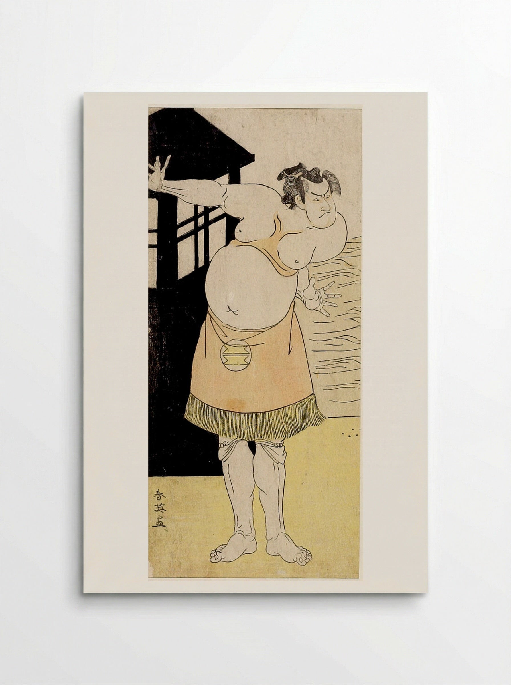 Wrestler in a Pink Fringed Apron - Katsukawa Shun'ei - Poster