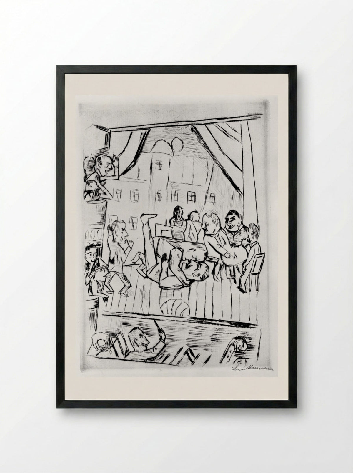 Wrestlers - Max Beckmann - Framed Print Black