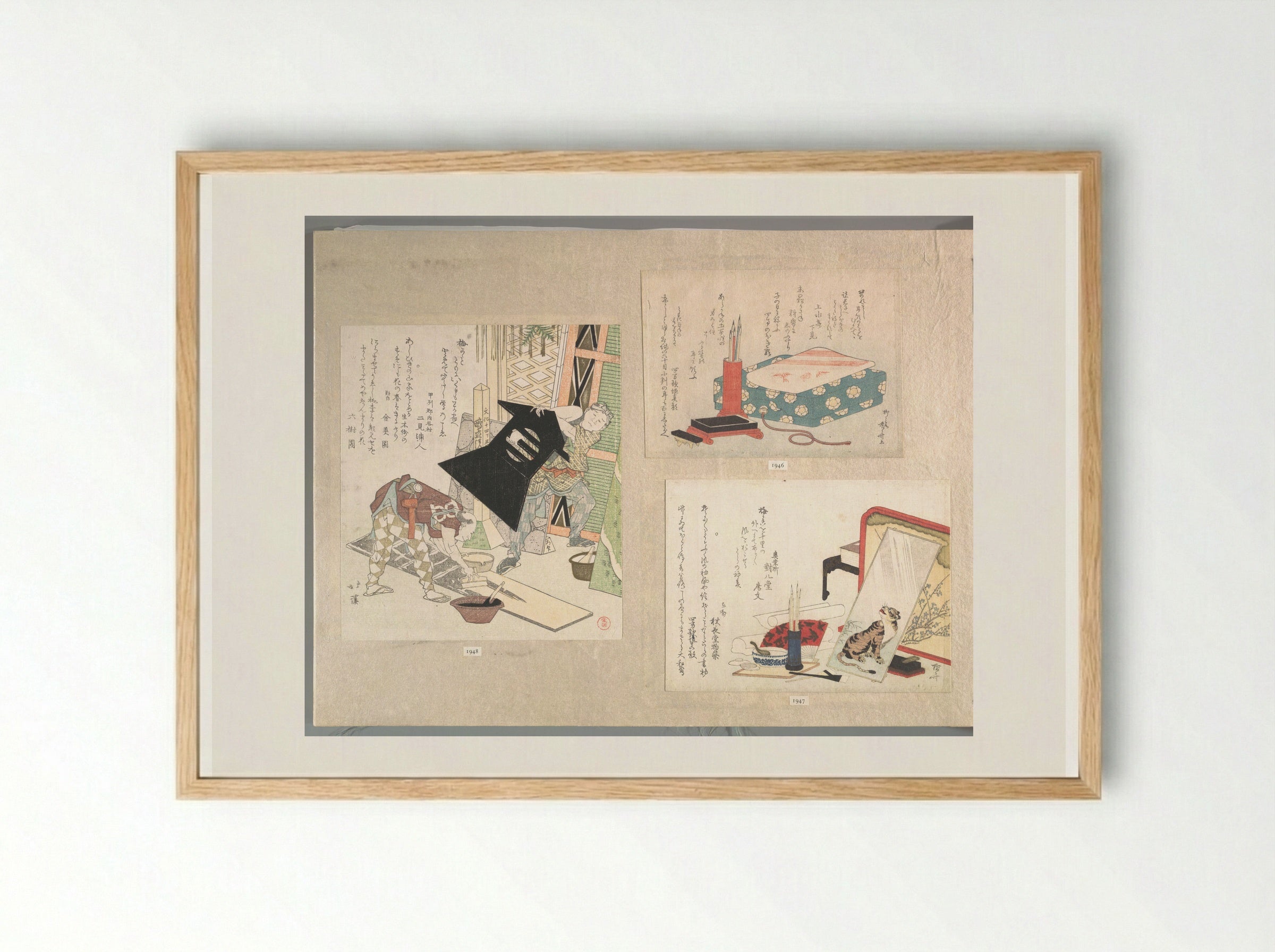 Writing Set and Poem Card Box - Ryūryūkyo Shinsai - Framed Print Wood