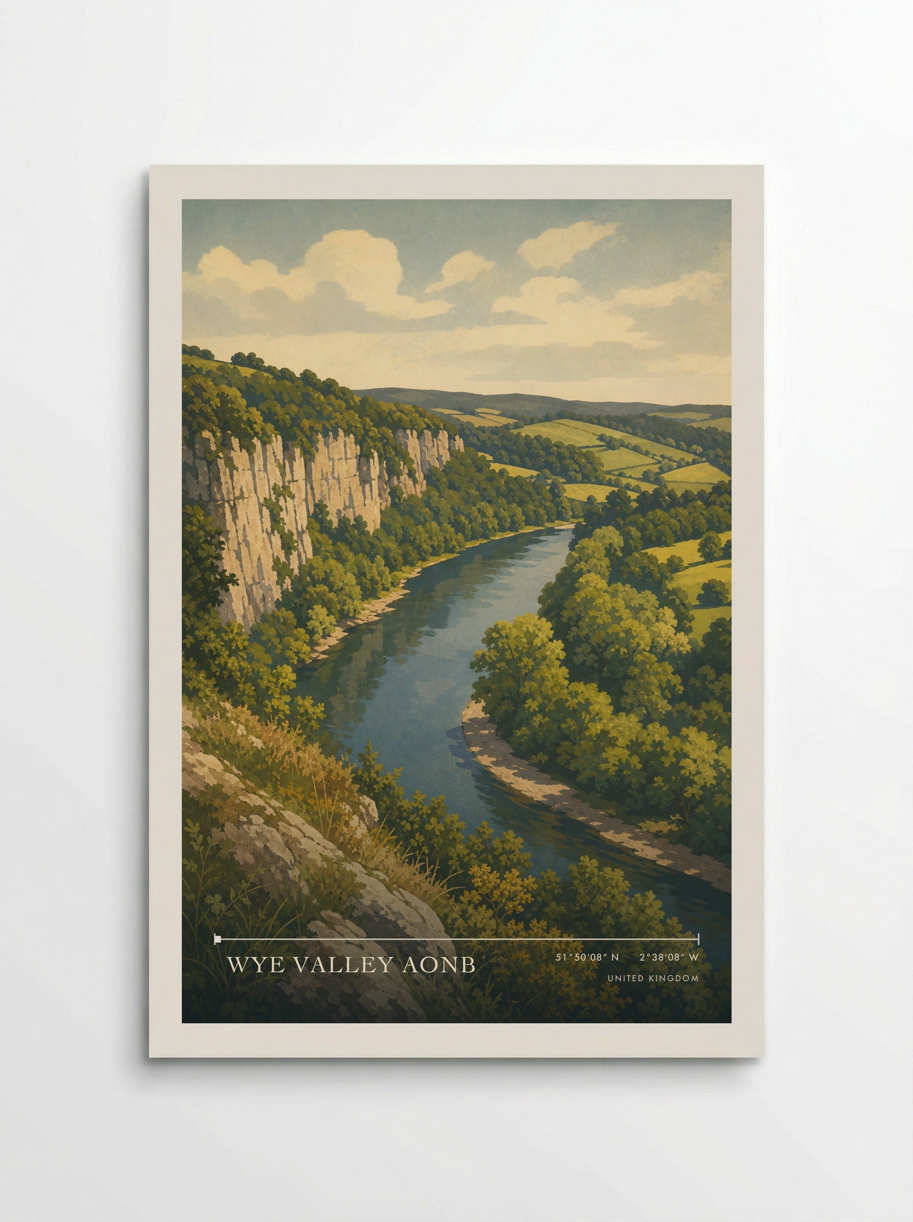 Wye Valley AONB United Kingdom Travel Poster - Poster