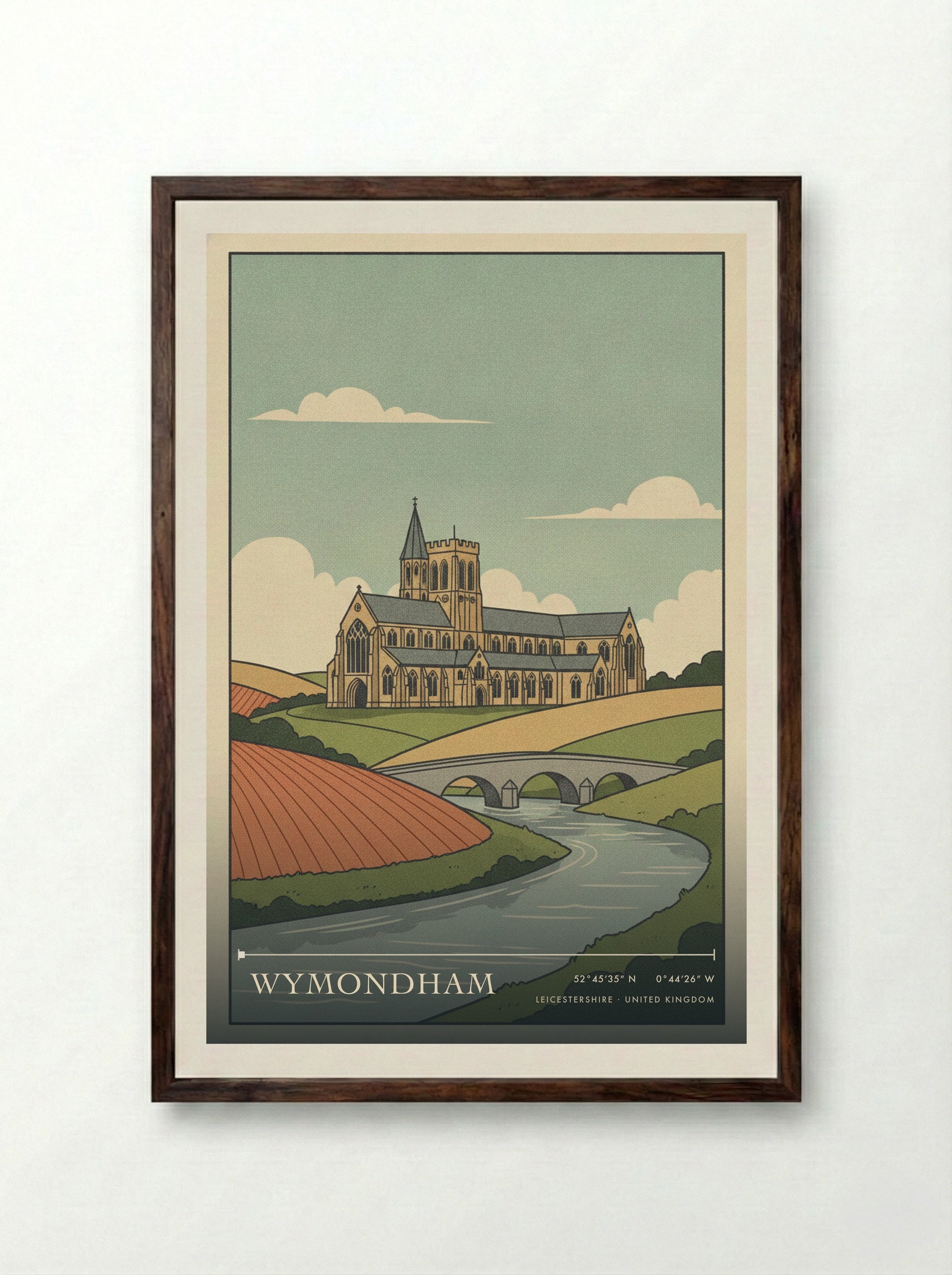 Wymondham Leicestershire United Kingdom Travel Poster - Framed Print Dark Wood