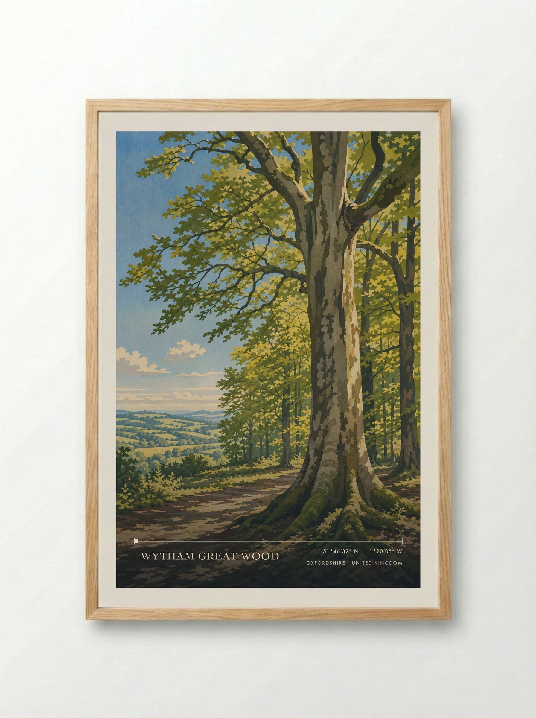 Wytham Great Wood Oxfordshire United Kingdom Travel Poster - Framed Print Wood