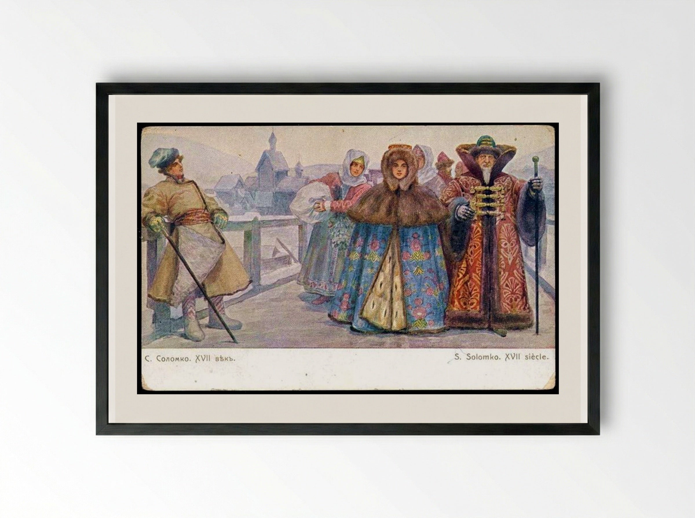 XVII Century (Boyars in Winter) - Sergey Solomko - Framed Print Black