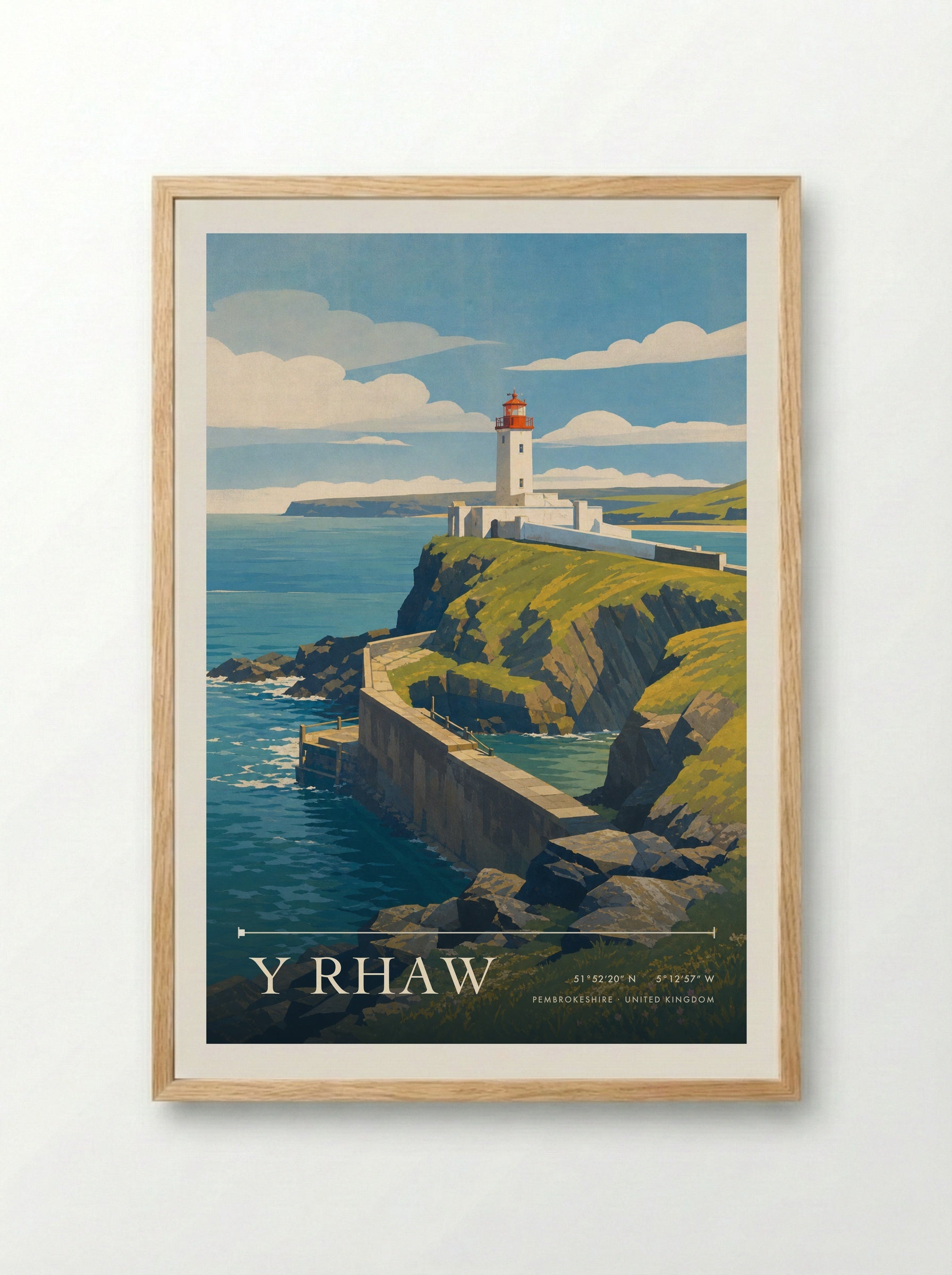Y Rhaw Pembrokeshire United Kingdom Travel Poster - Framed Print Wood