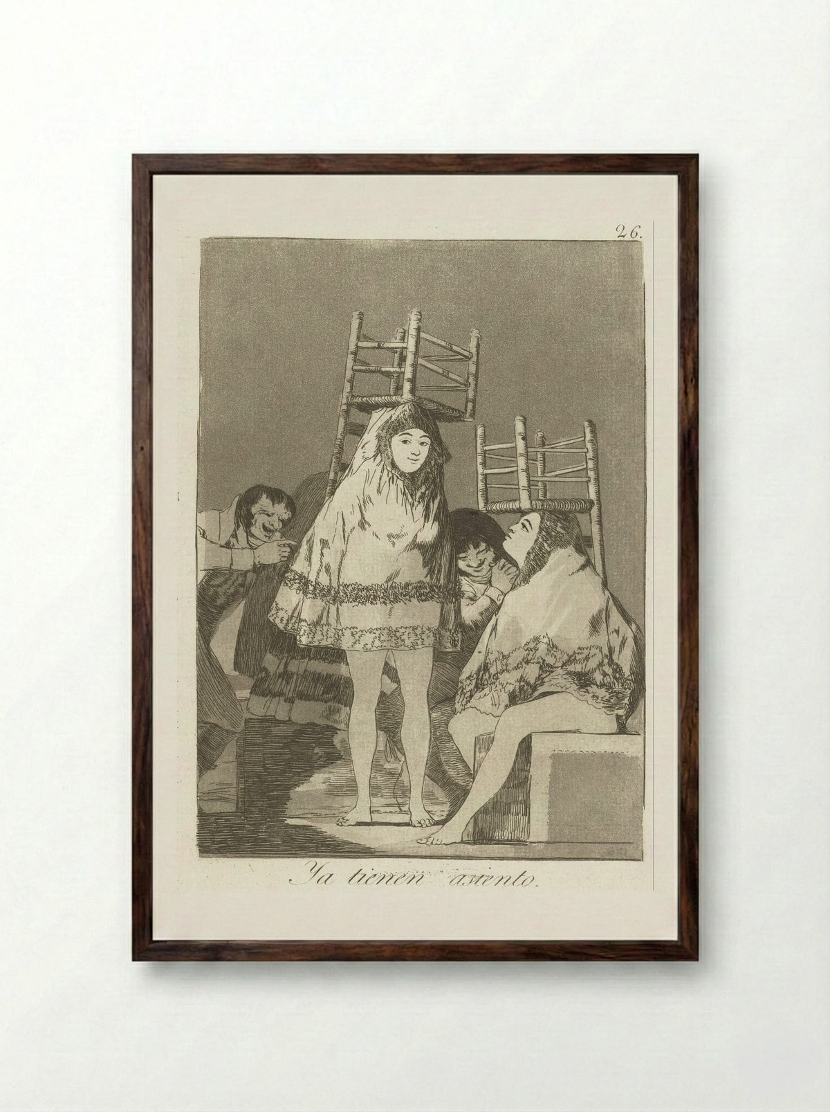 Ya tienen asiento - Francisco de Goya - Framed Print Dark Wood