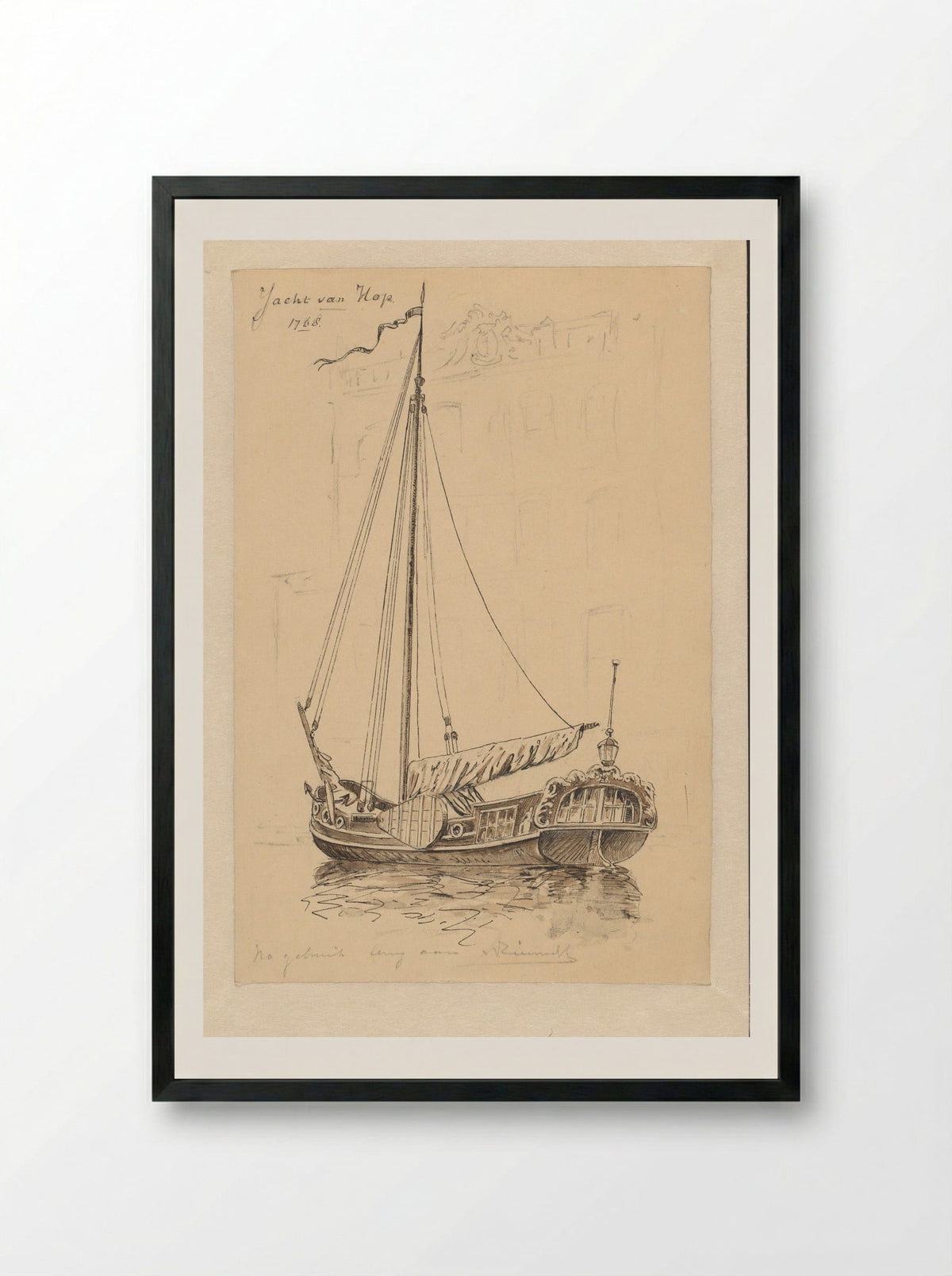 Yacht van Hop - Jan Hoynck van Papendrecht - Framed Print Black