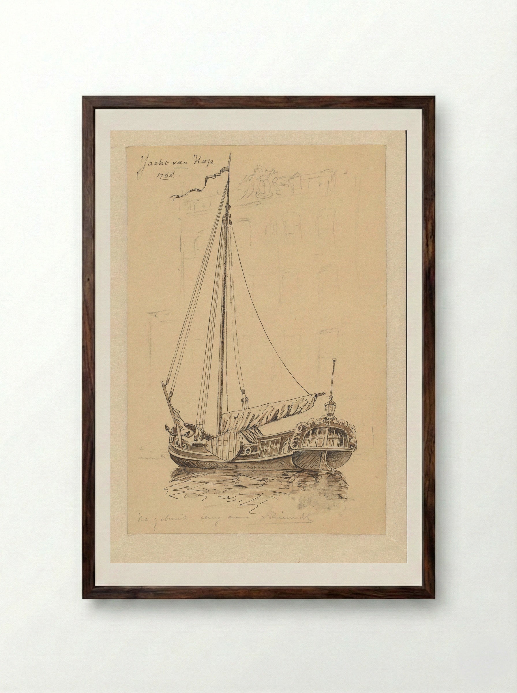 Yacht van Hop - Jan Hoynck van Papendrecht - Framed Print Dark Wood