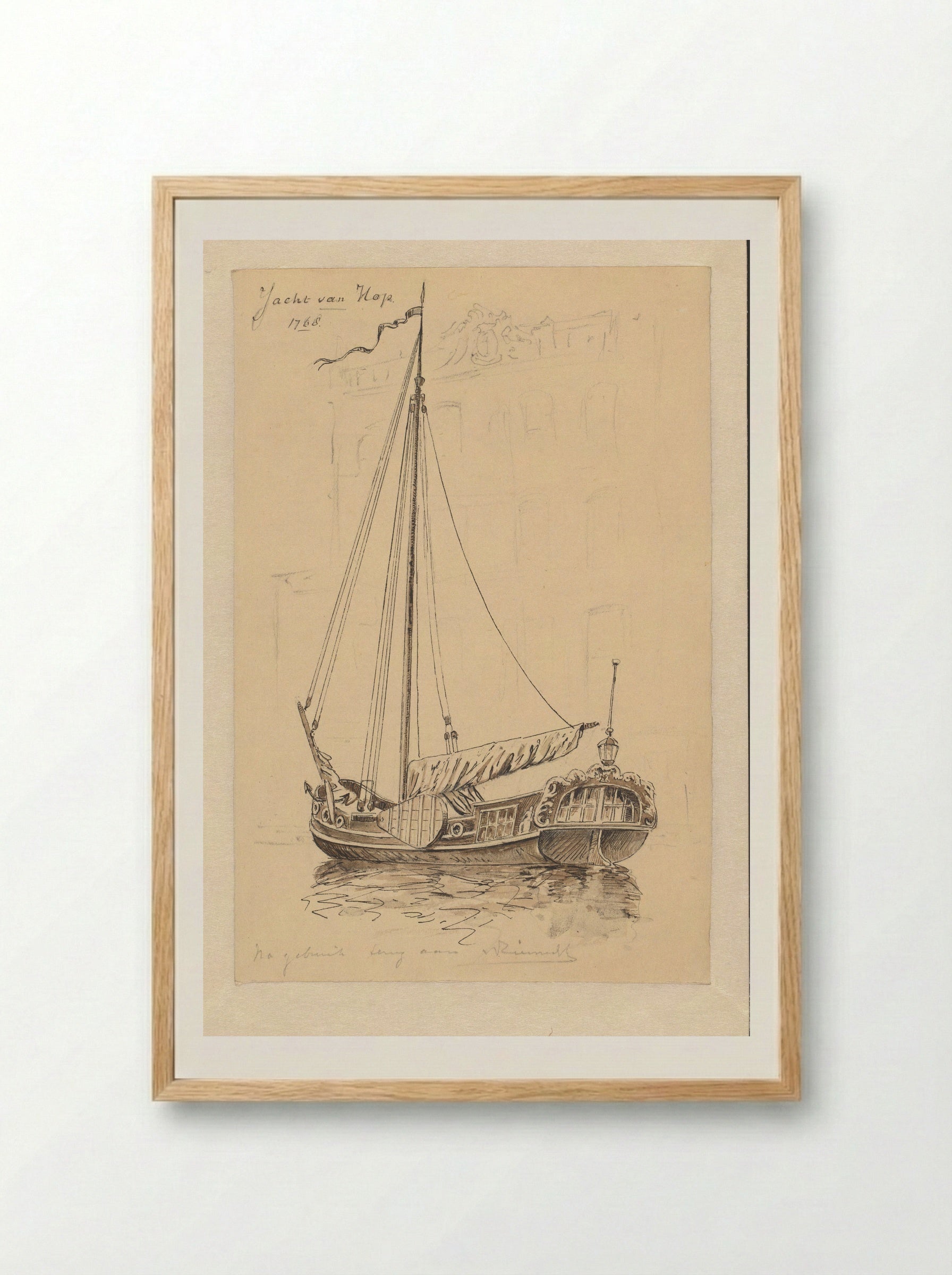 Yacht van Hop - Jan Hoynck van Papendrecht - Framed Print Wood