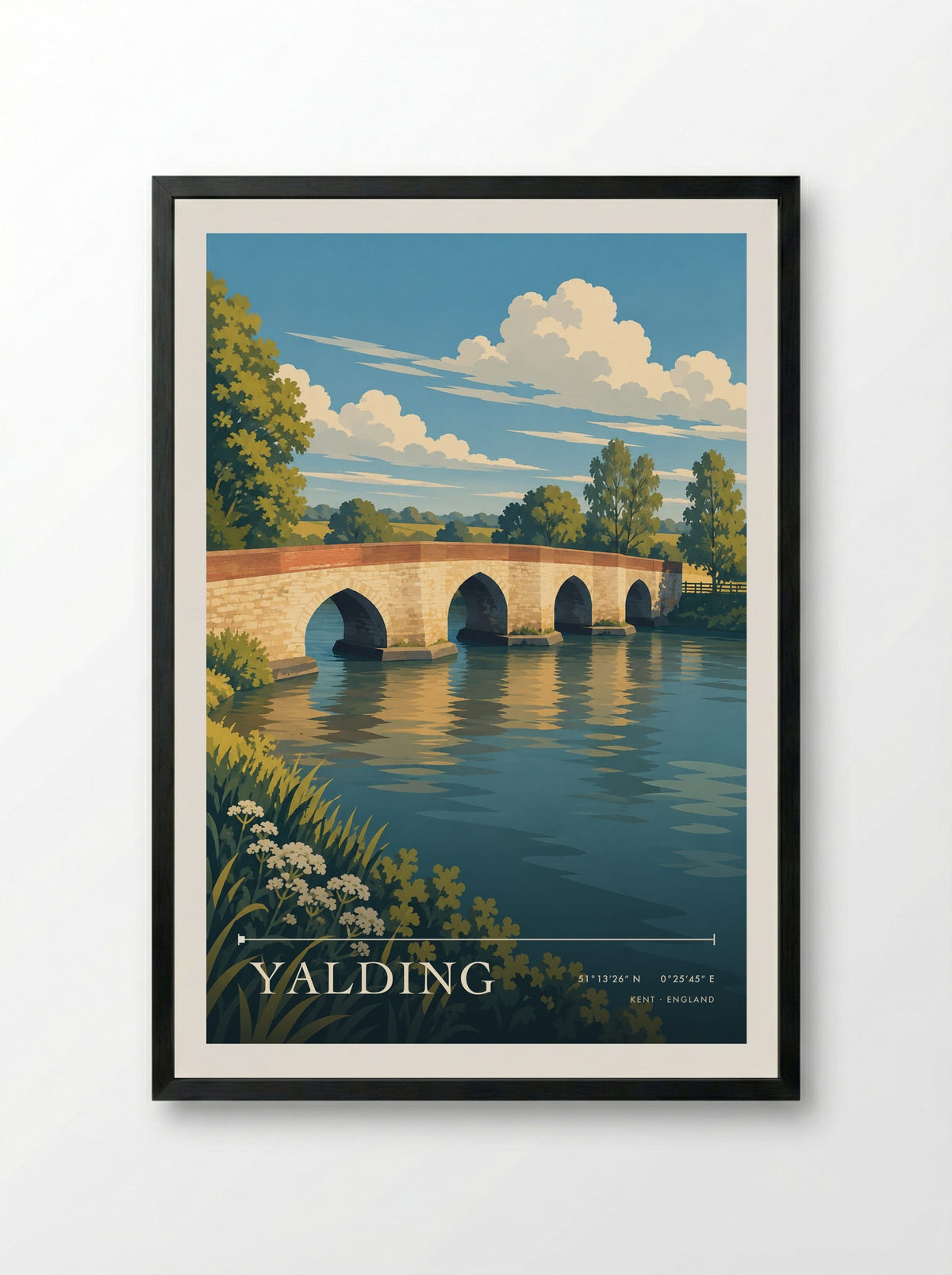Yalding, Kent | Travel Poster - Framed Print Black