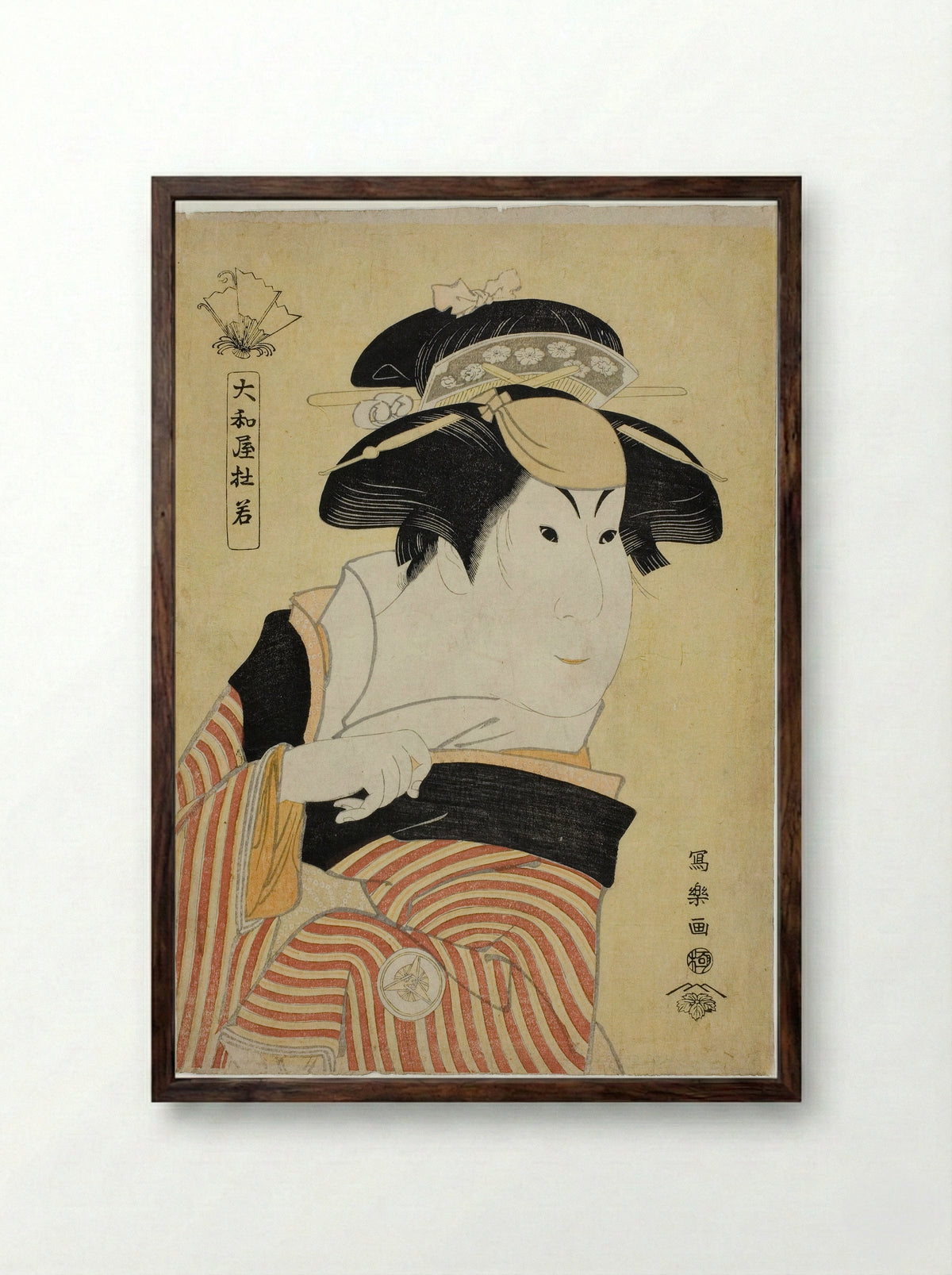 Yamatoya Tojaku (The Actor Iwai Hanshiro IV as Otoma) - Tōshūsai Sharaku - Framed Print Dark Wood
