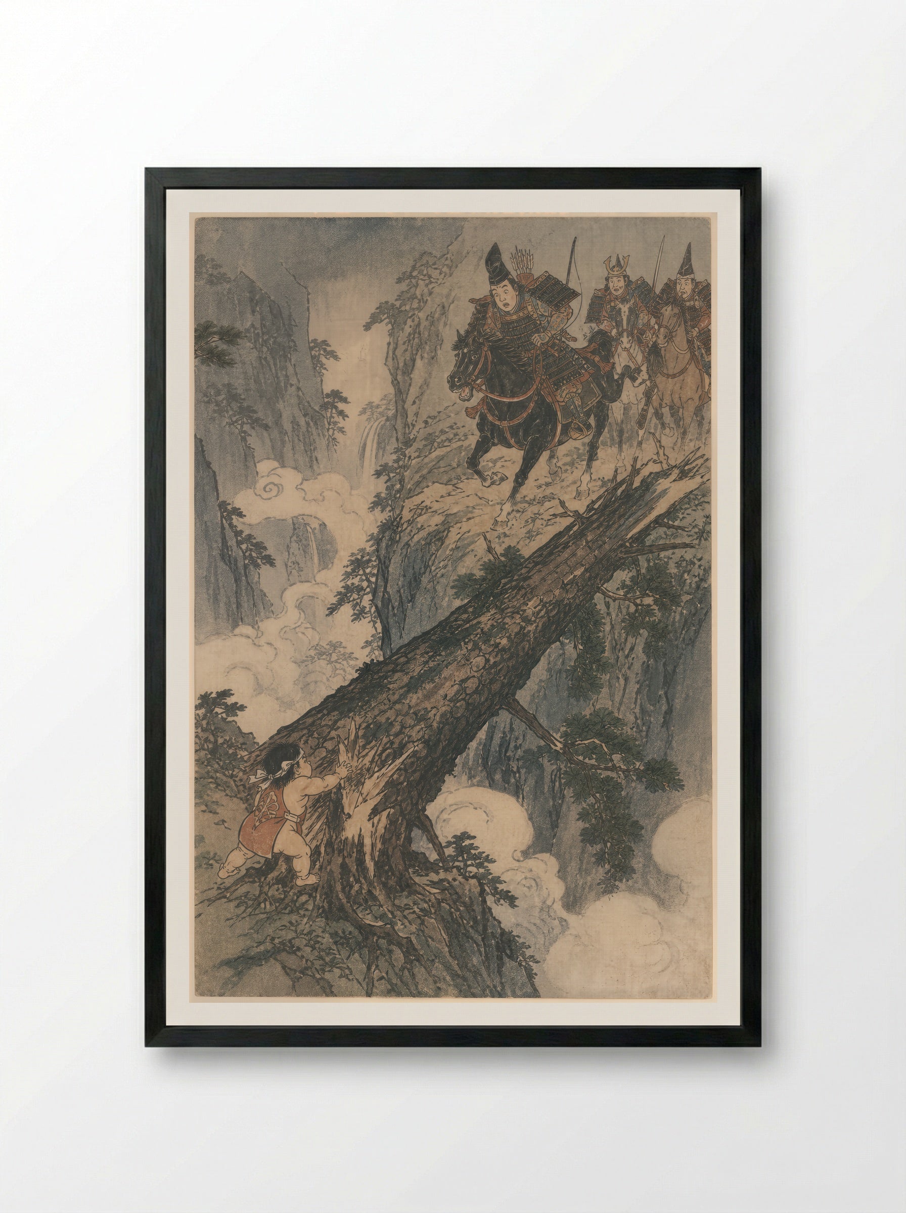Yamauba and Kintaro: The Strength Test - Framed Print Black