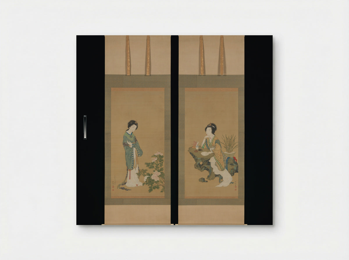 Yanji with Orchids and Yang Guifei with Peonies - Komai Genki - Poster